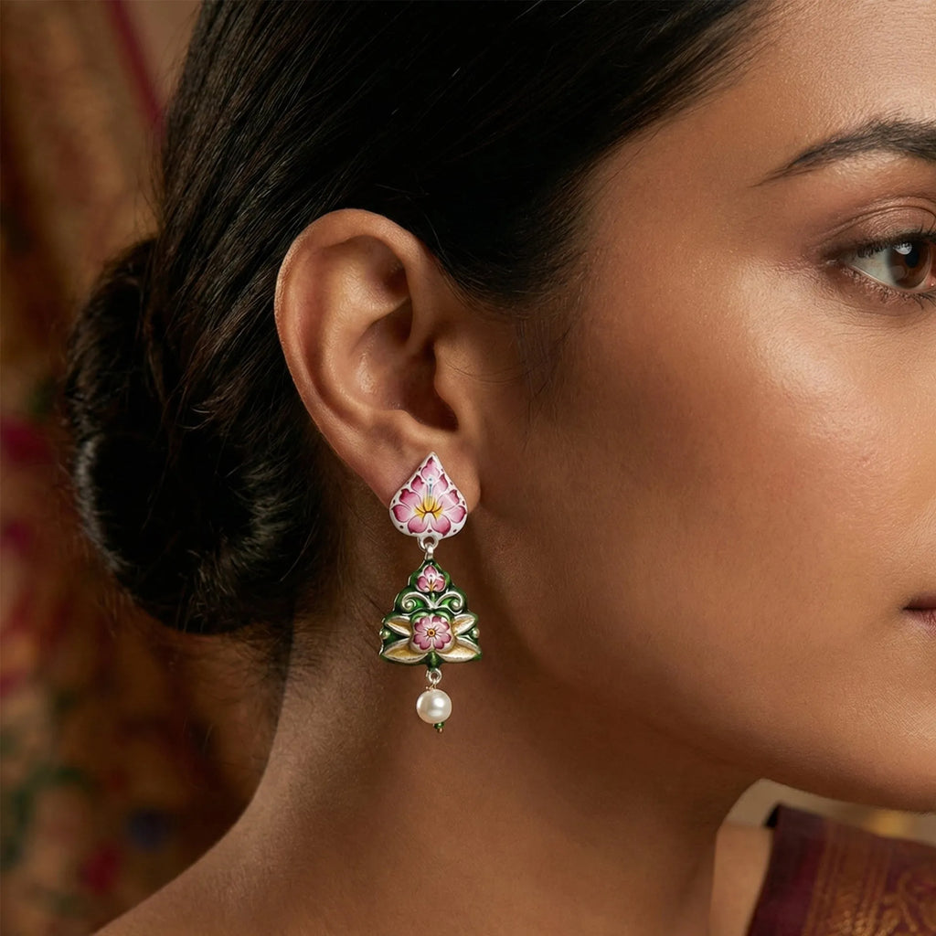 Gulabi Meenakari - Ear Ring