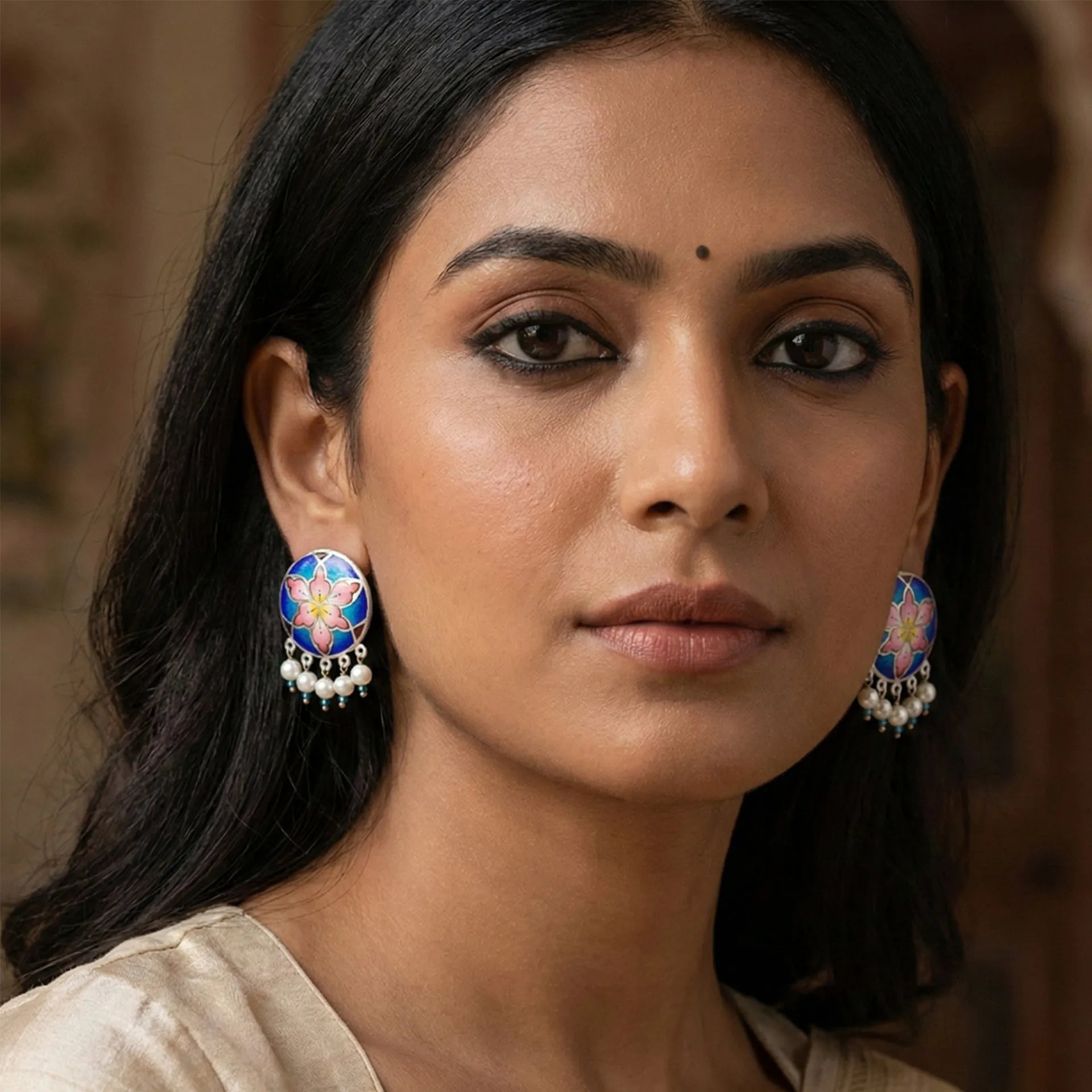 Gulabi Meenakari - Ear Ring