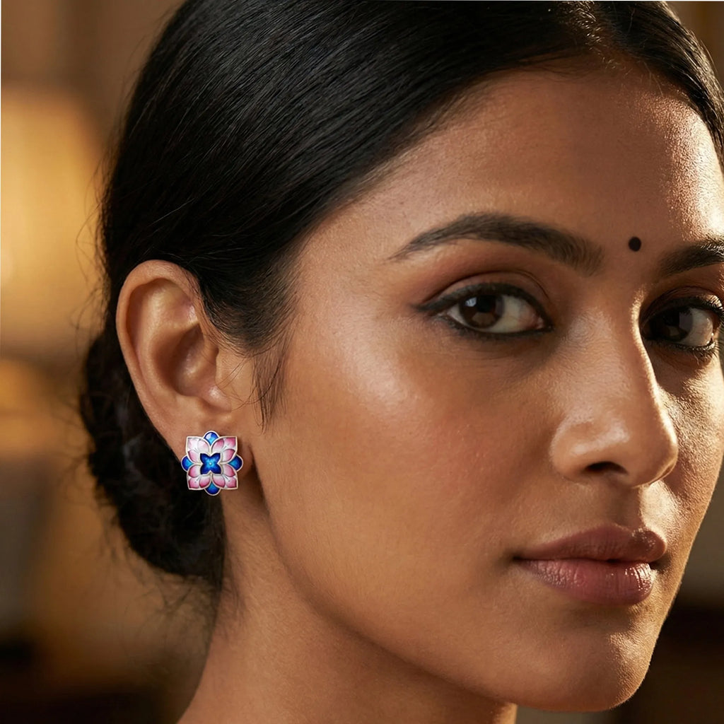 Gulabi Meenakari - Ear Ring