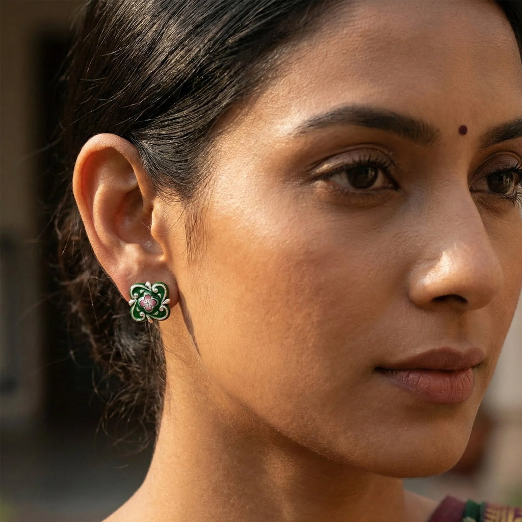 Gulabi Meenakari - Ear Ring