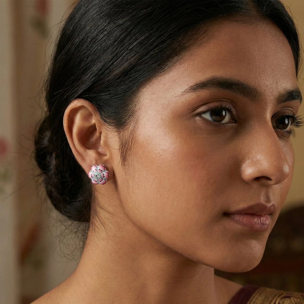 Gulabi Meenakari - Ear Ring