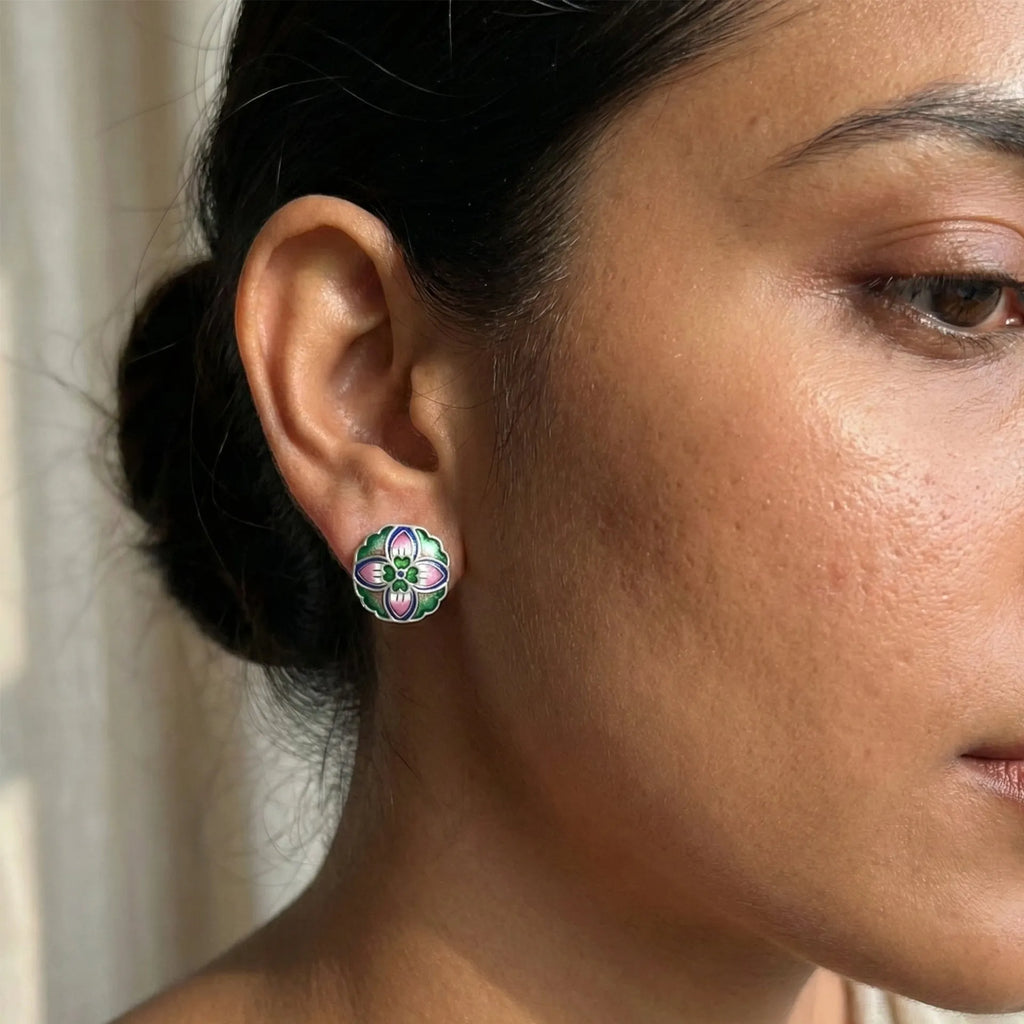 Gulabi Meenakari - Ear Ring