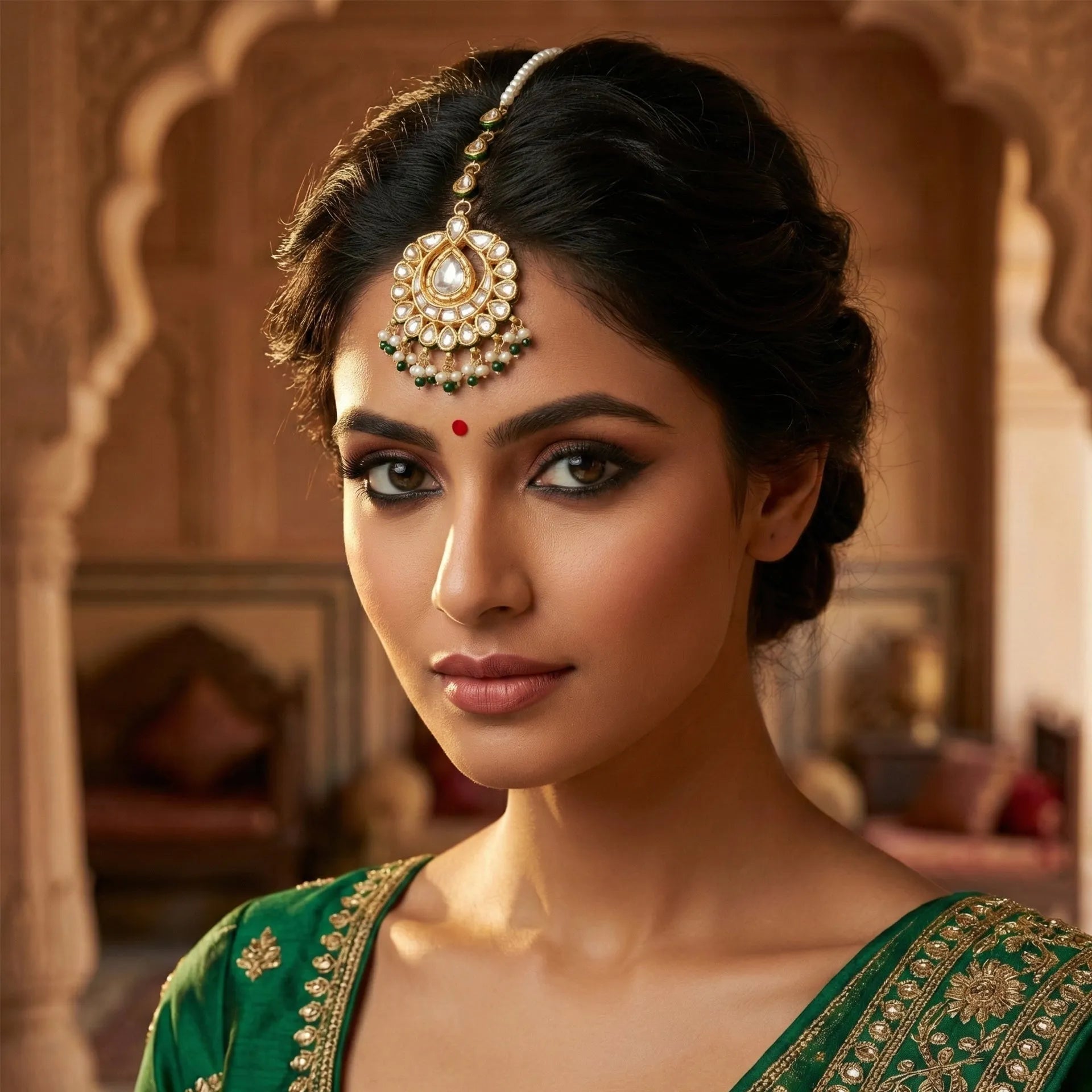 Gulabi Meenakari - Maang Teeka