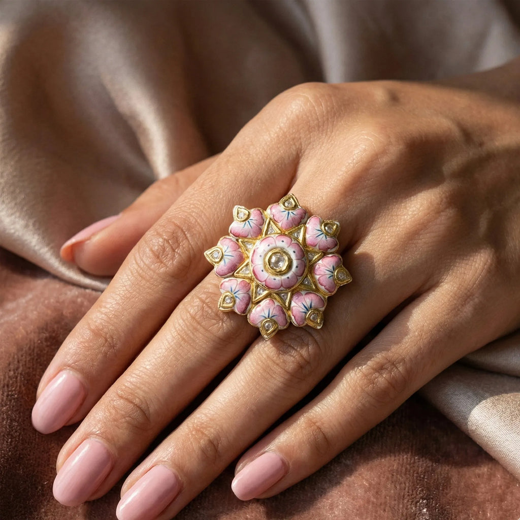 Gulabi Meenakari - Ring