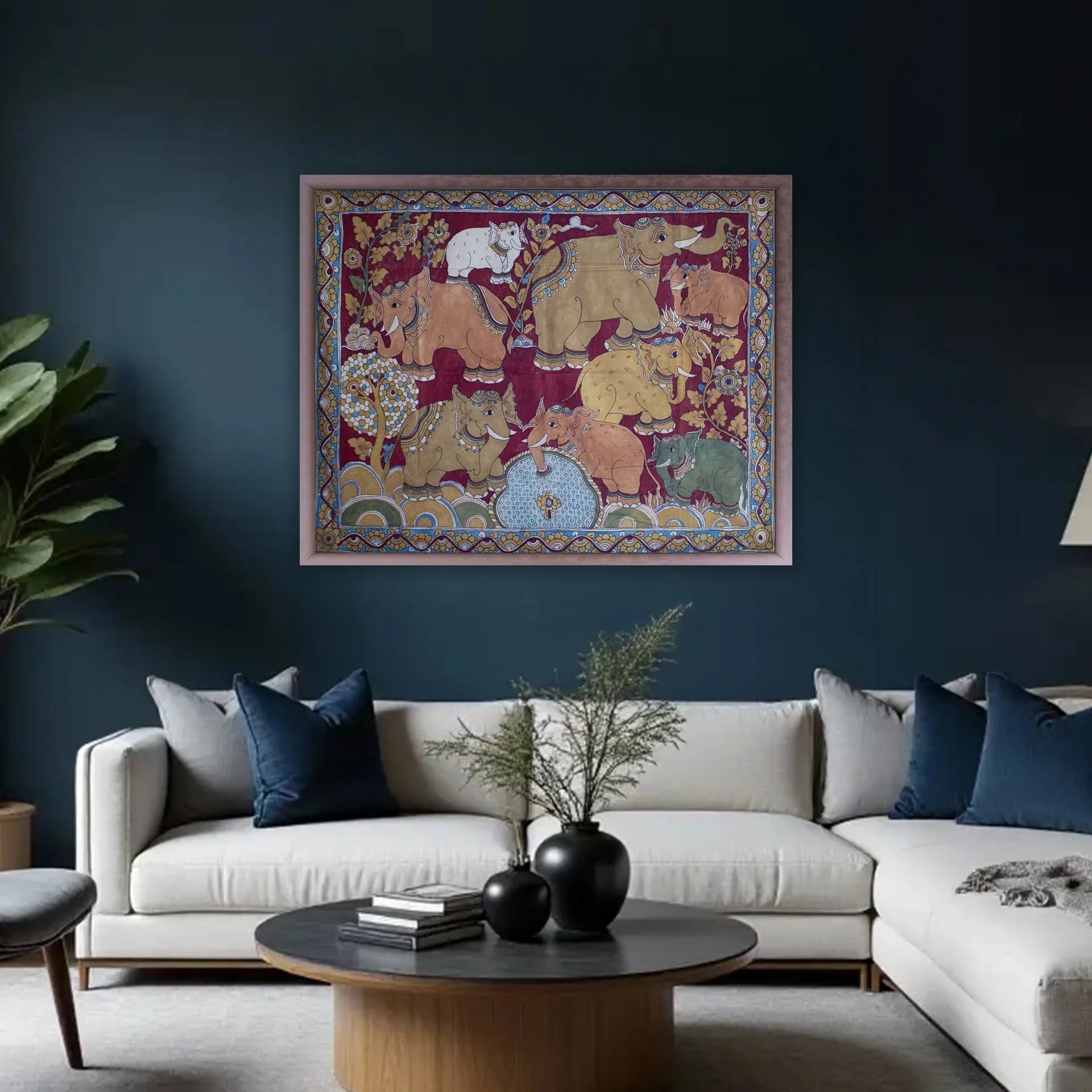 Kalamkari - Elephants in Jungle