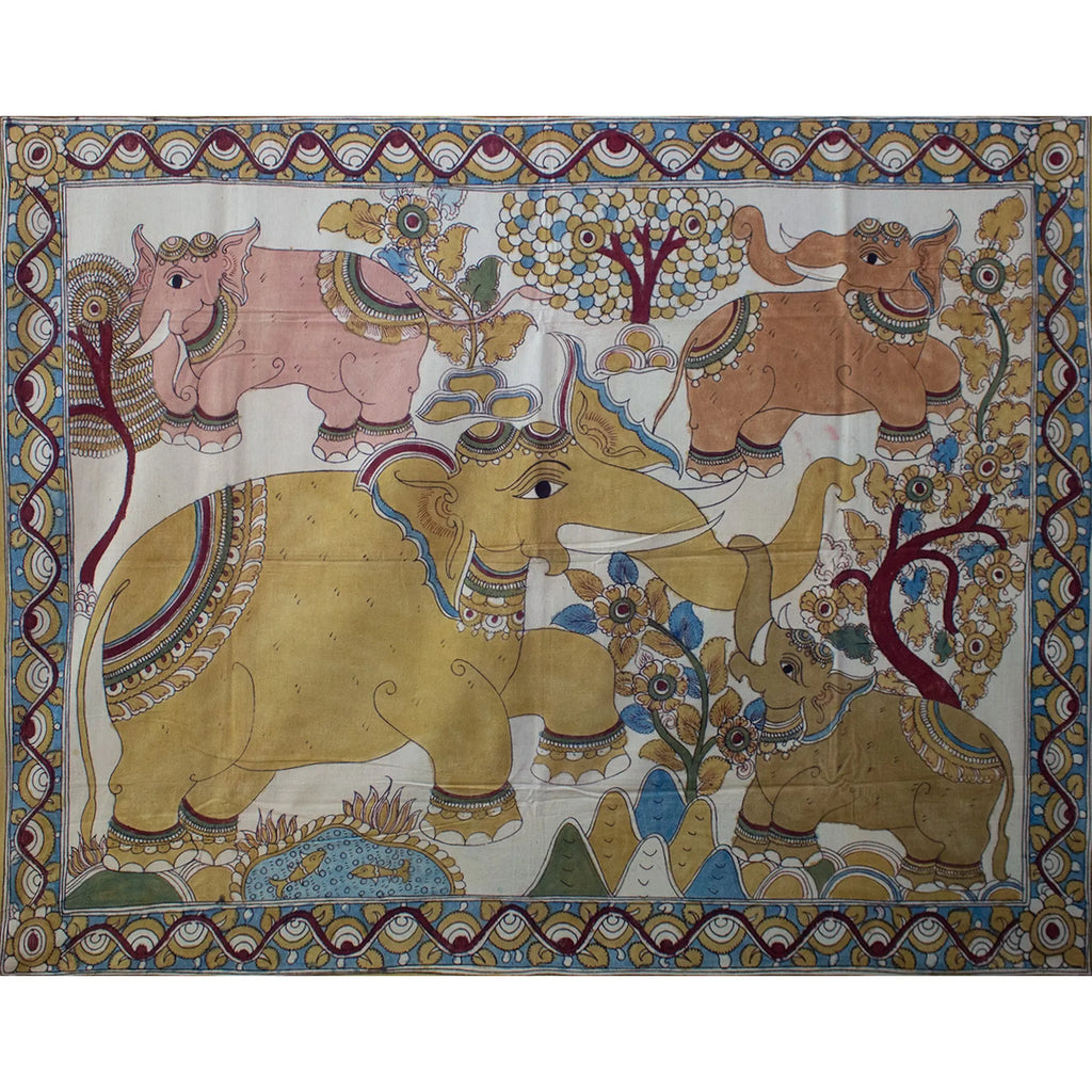 Kalamkari - Elephants in Jungle
