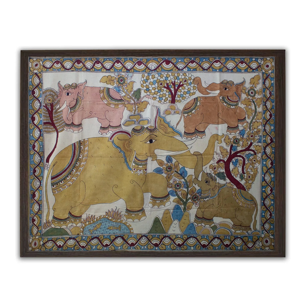 Kalamkari - Elephants in Jungle