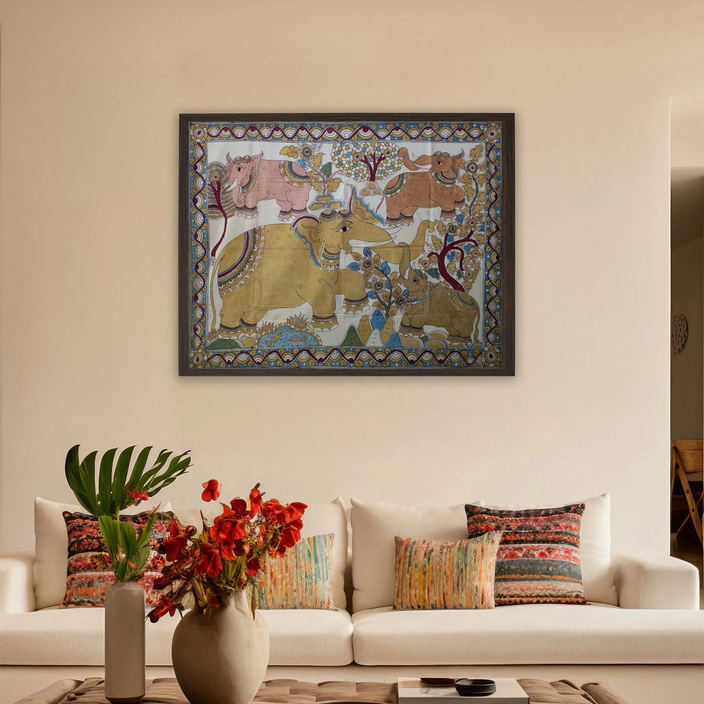 Kalamkari - Elephants in Jungle