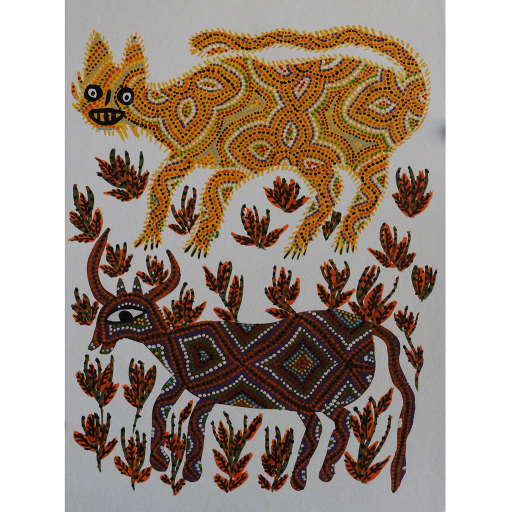 Bhil - Lion killing the cow