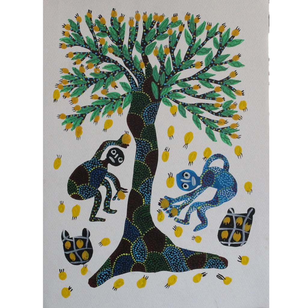 Bhil - People picking Mahua