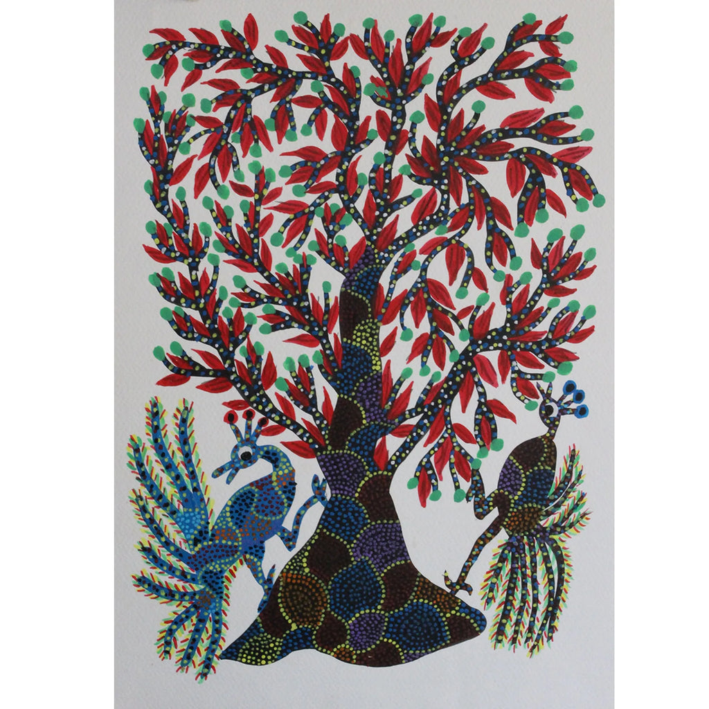 Bhil - Peacocks under the tree