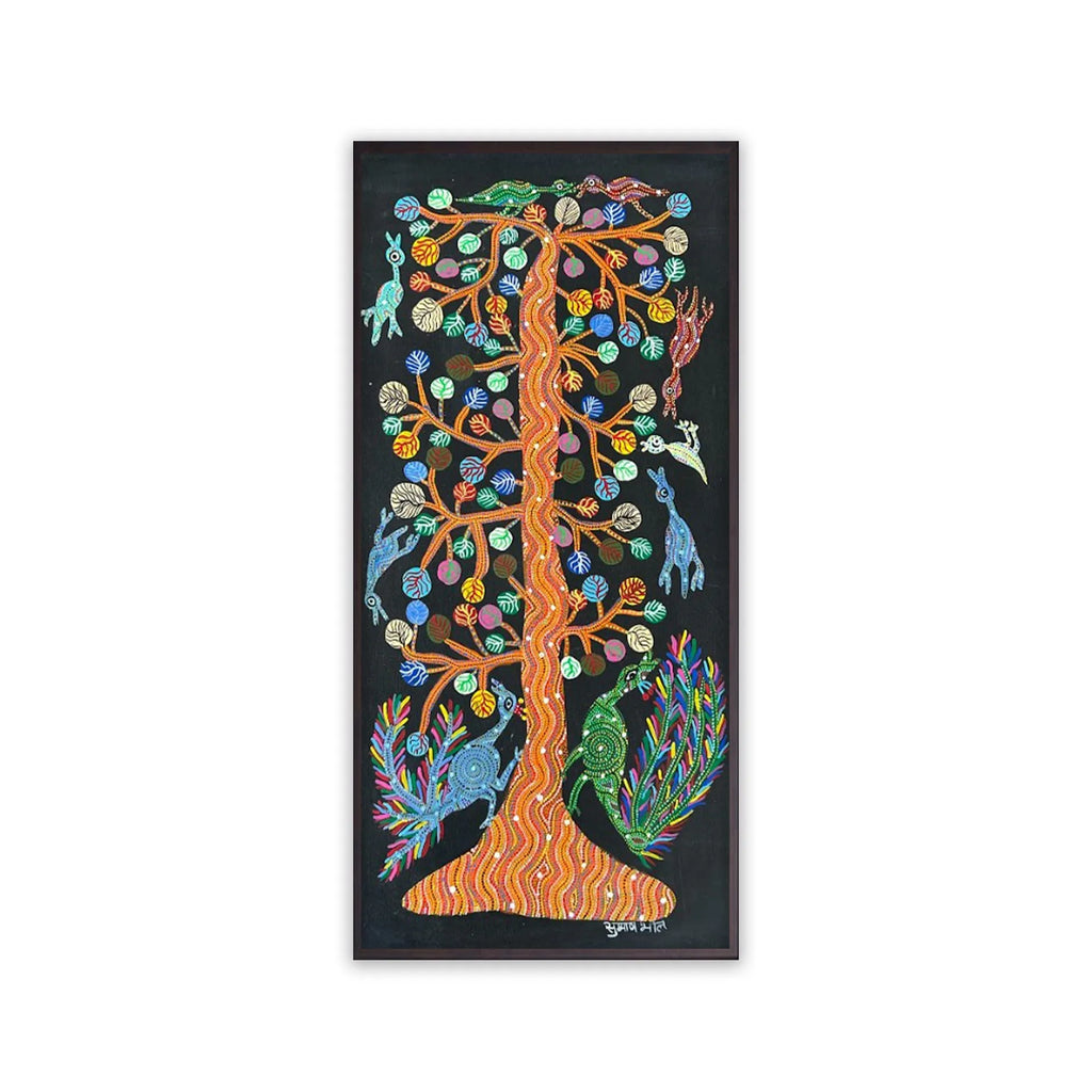 Bhil - Tree of life and peacocks