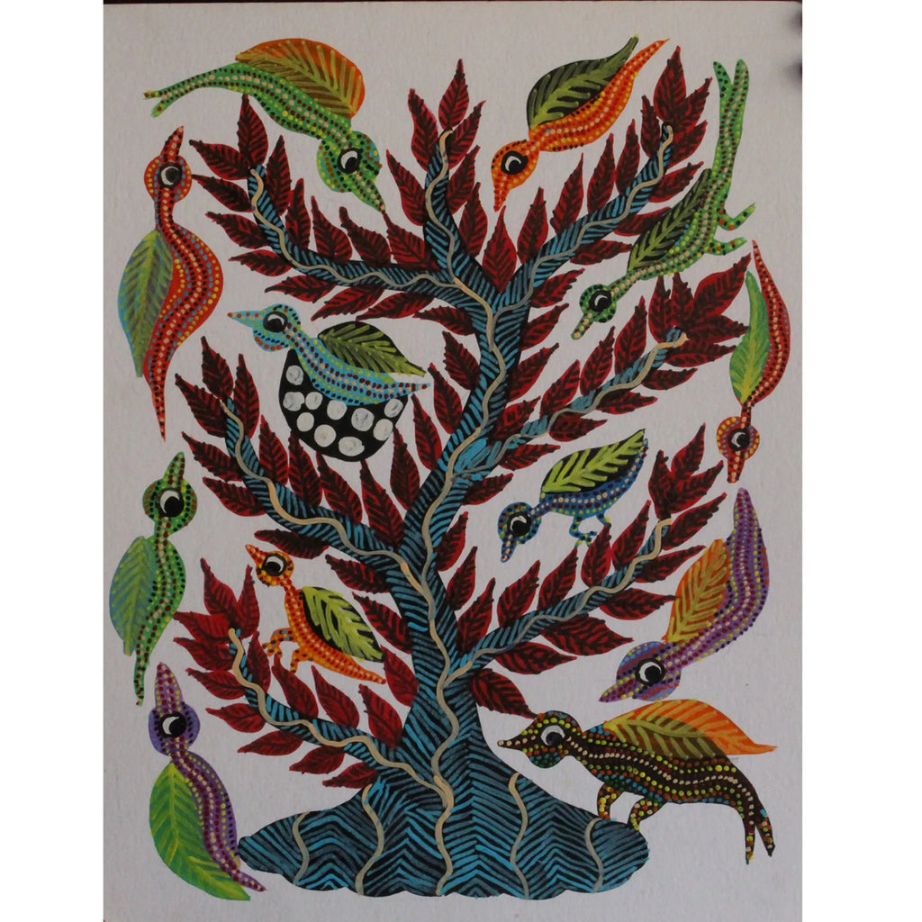 Bhil - Peepal tree and birds