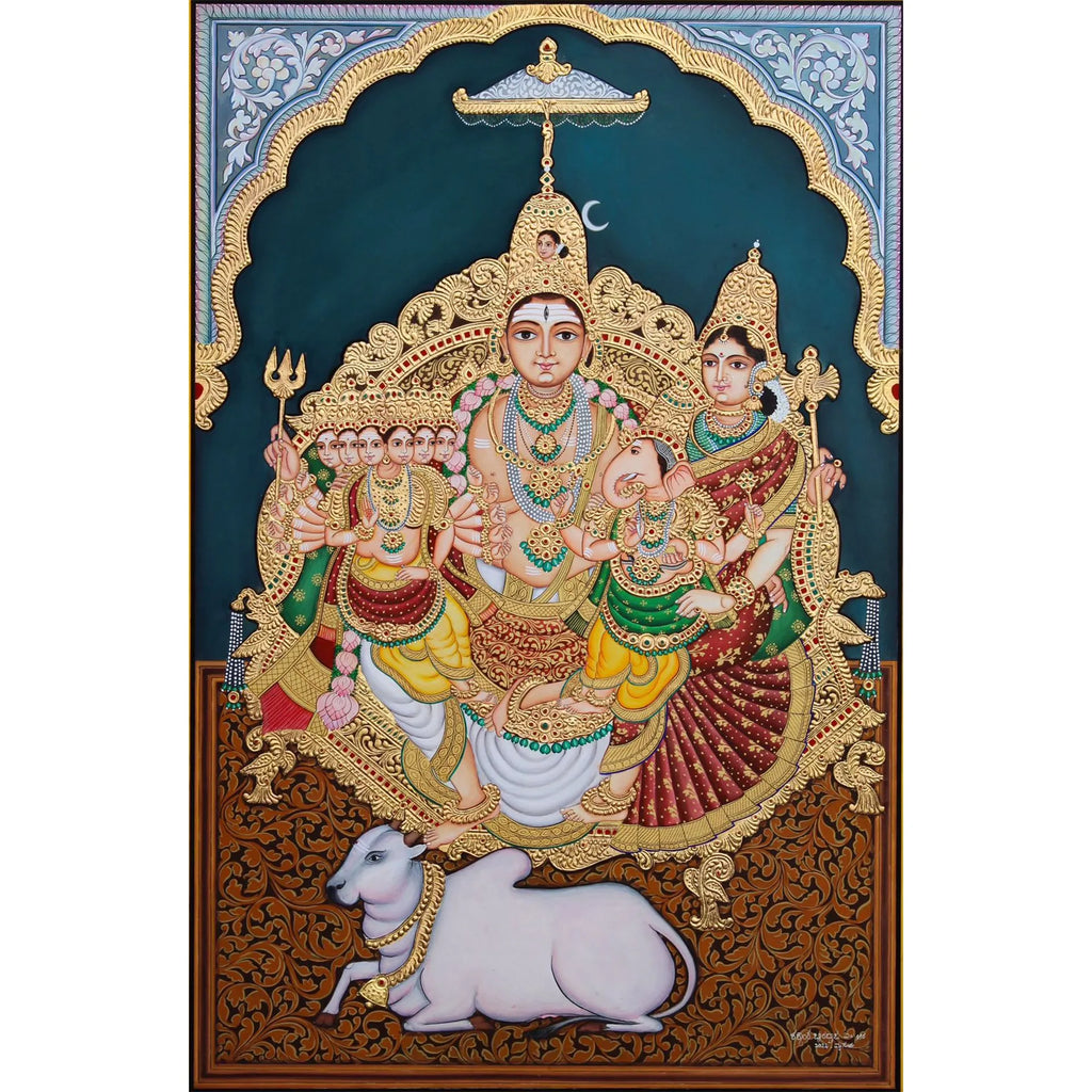Mysore Painting - Shiva Parivar