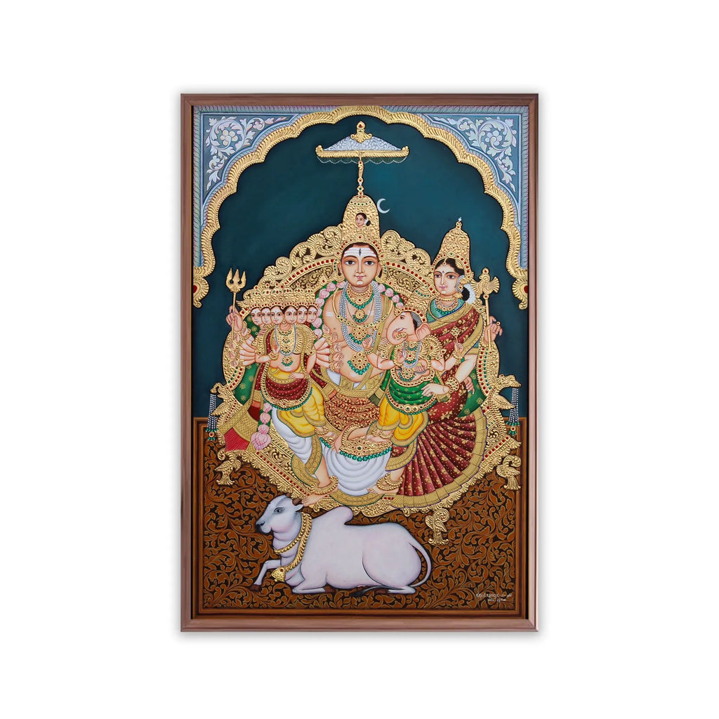 Mysore Painting - Shiva Parivar