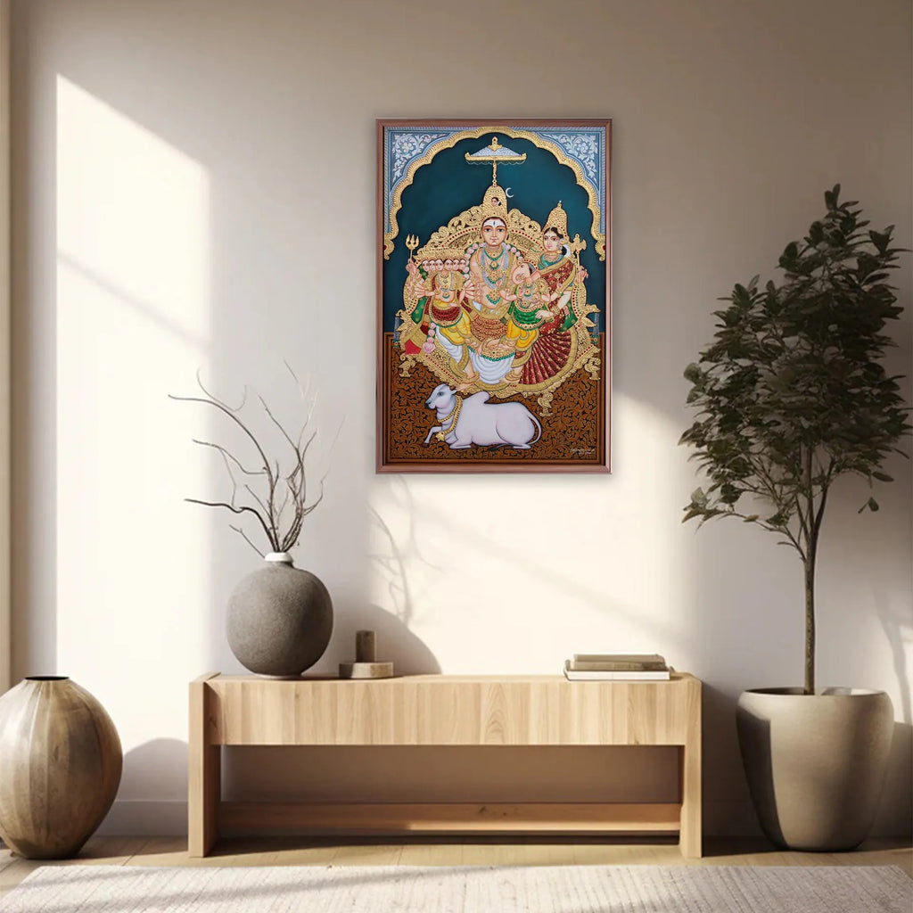 Mysore Painting - Shiva Parivar