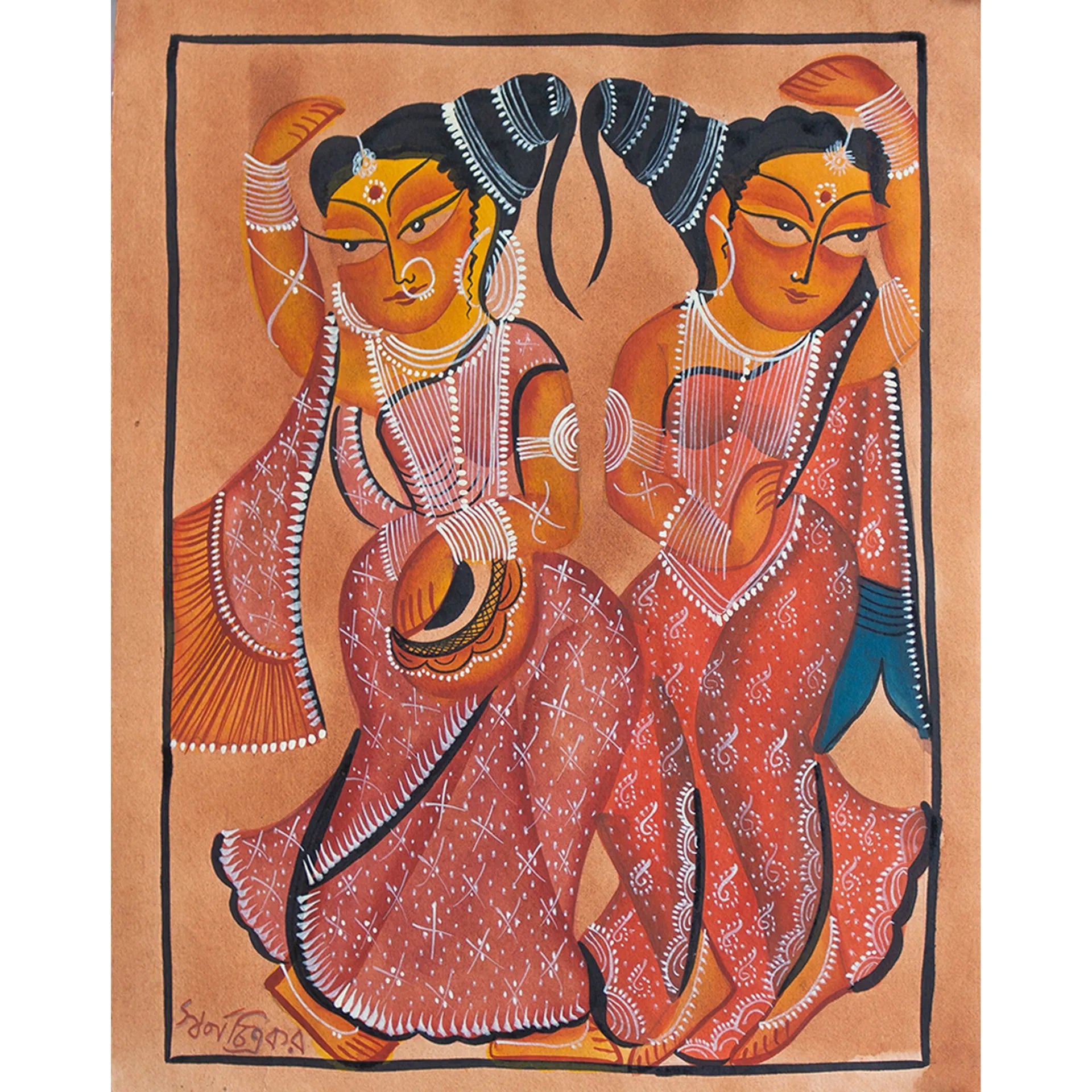 Bengal Pattachitra - Friends