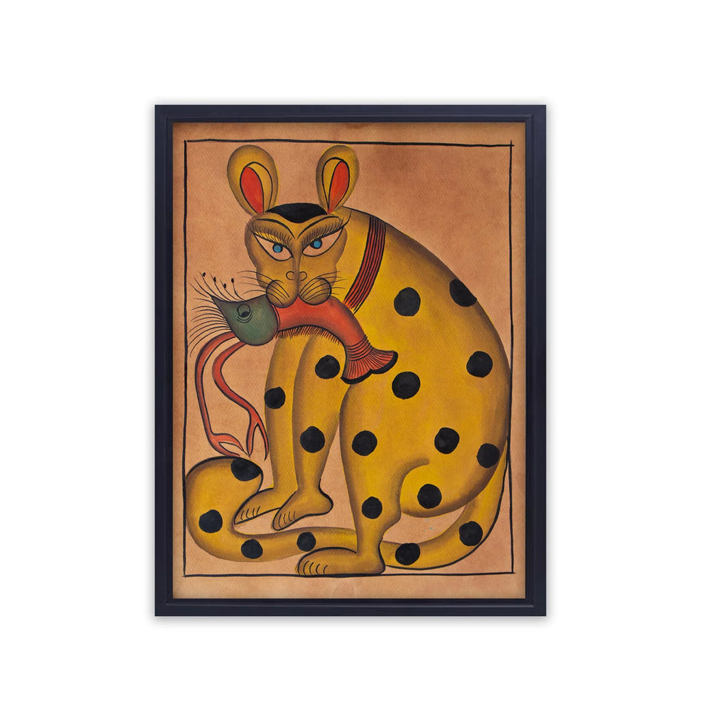 Bengal Pattachitra - Cat with fish