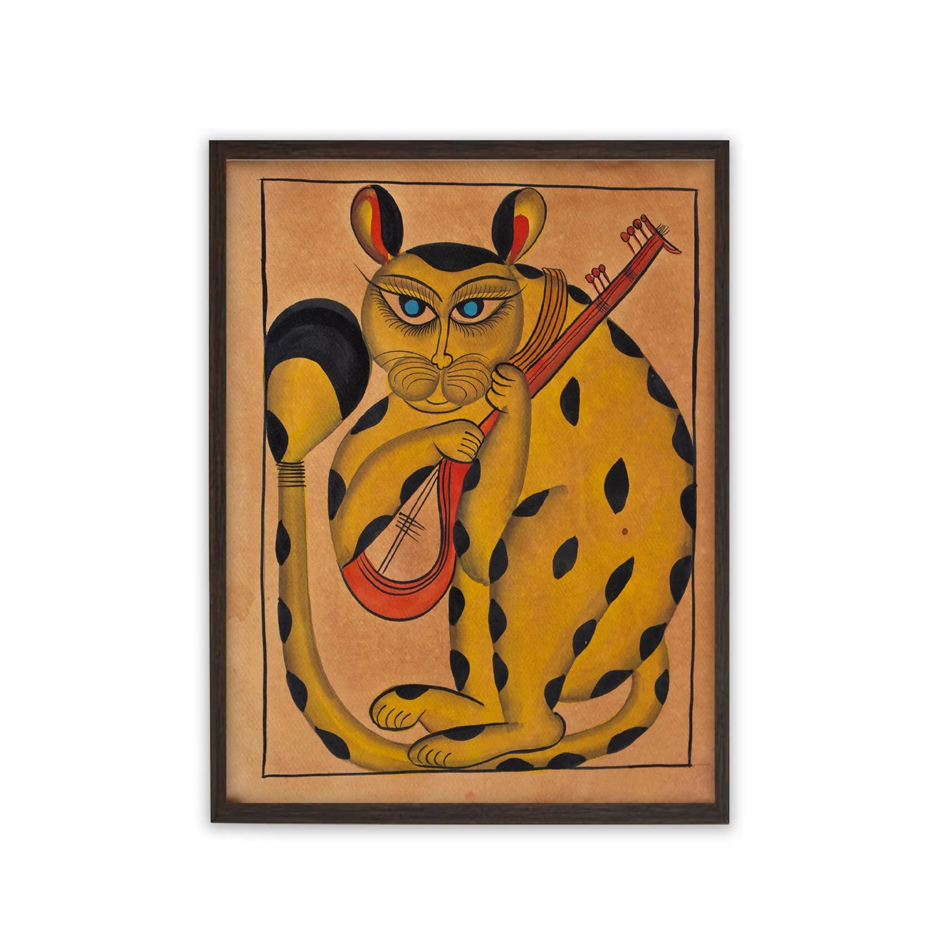 Bengal Pattachitra - Cat with fish