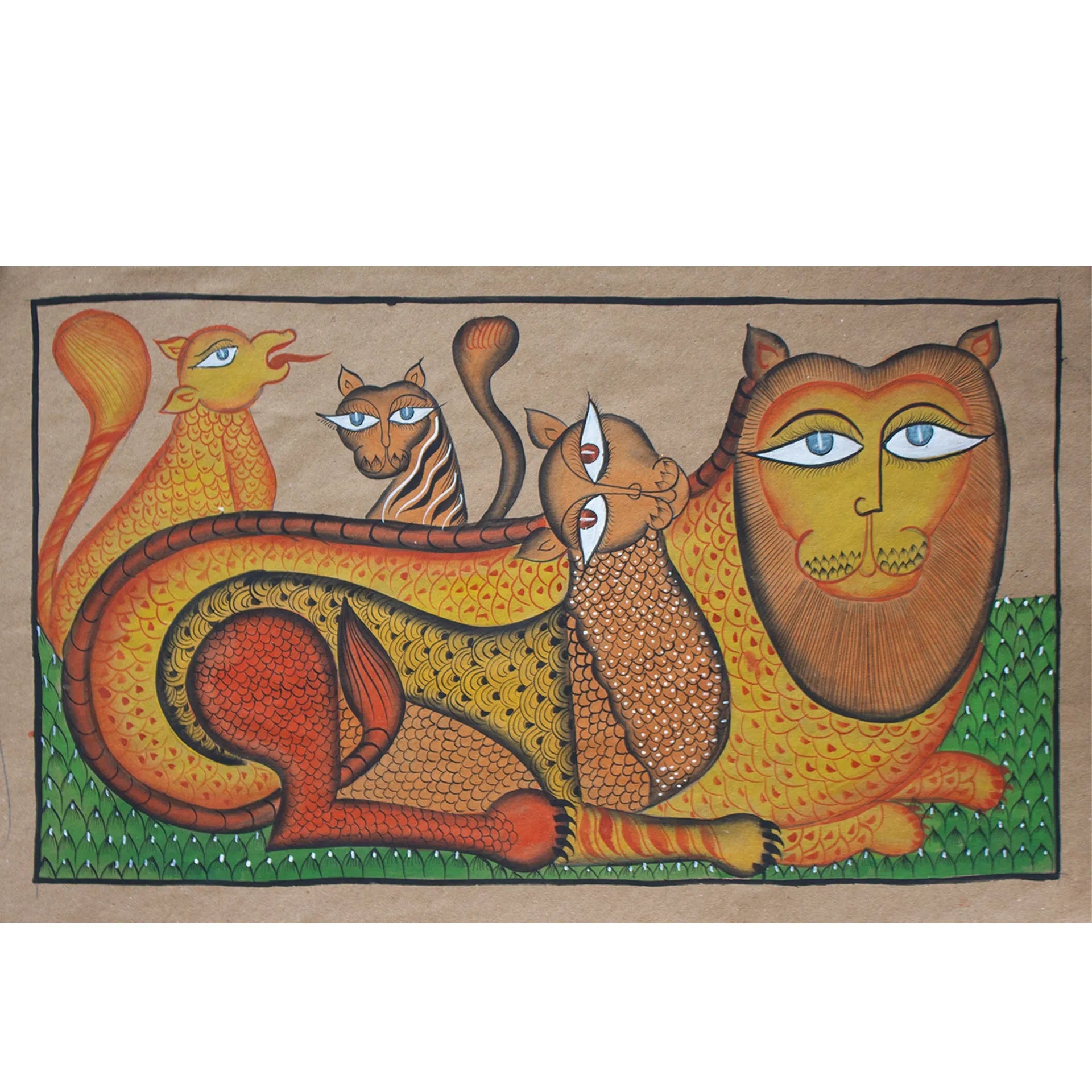 Bengal Pattachitra - Lion Family