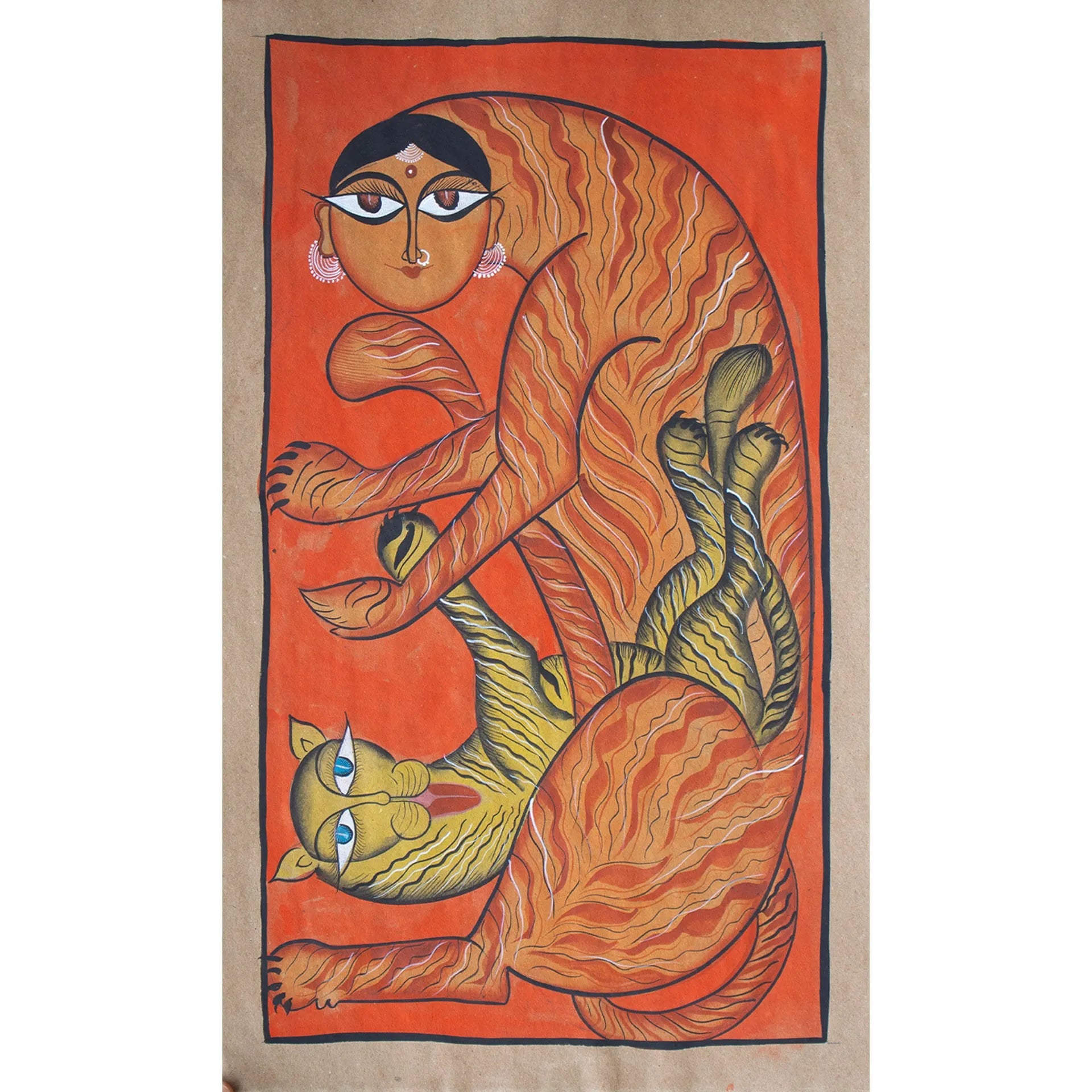 Bengal Pattachitra - Lion Family