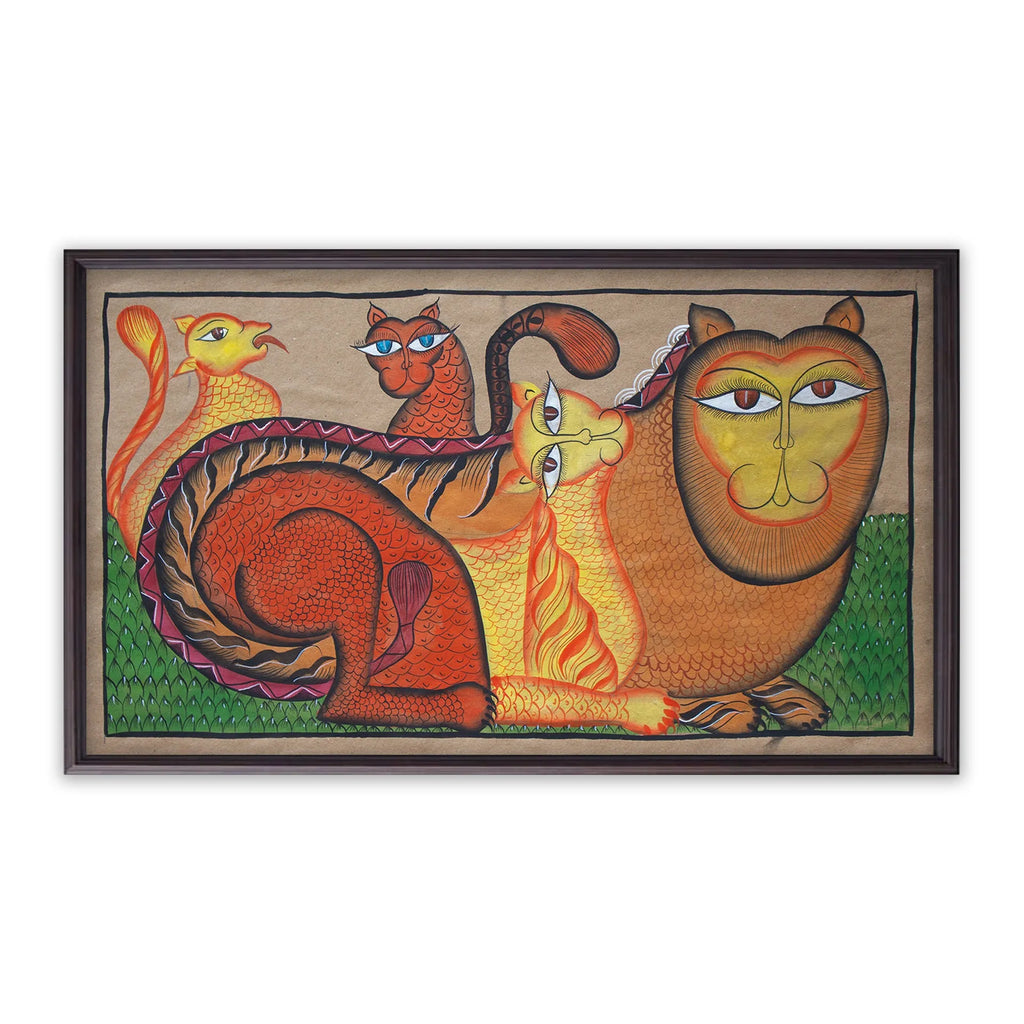 Bengal Pattachitra - Lion Family
