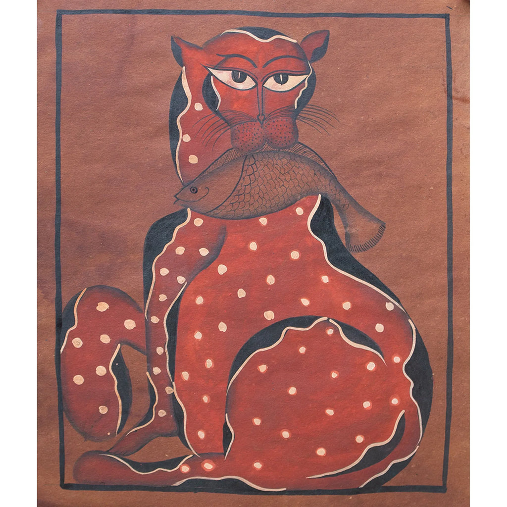 Bengal Pattachitra - Cat with fish