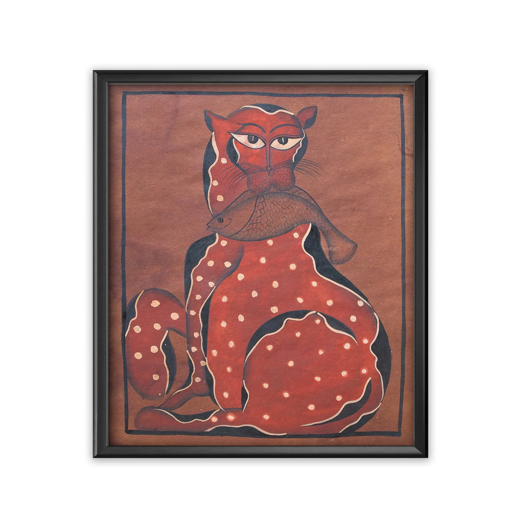 Bengal Pattachitra - Cat with fish