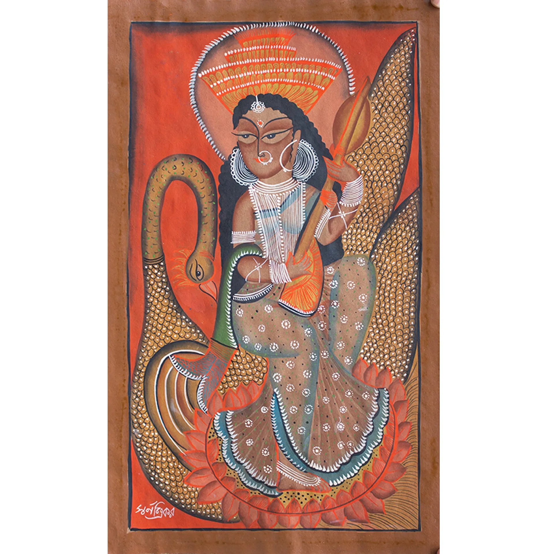 Bengal Pattachitra - Saraswati Maa