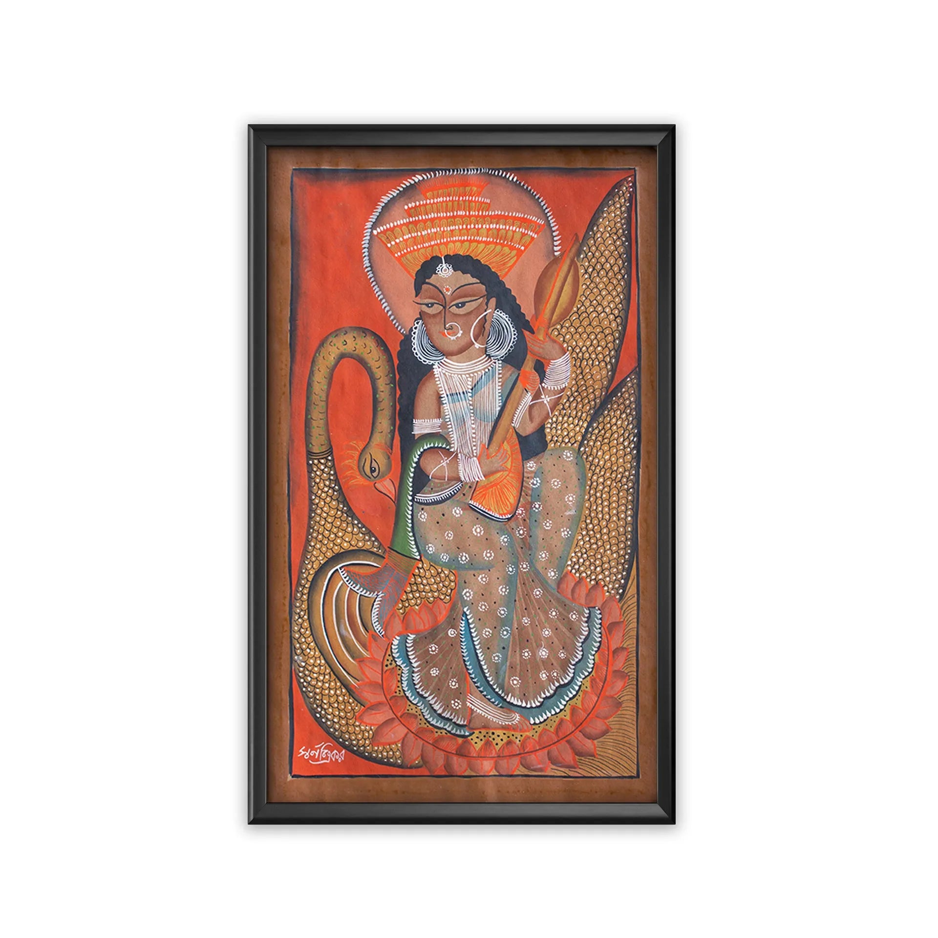 Bengal Pattachitra - Saraswati Maa