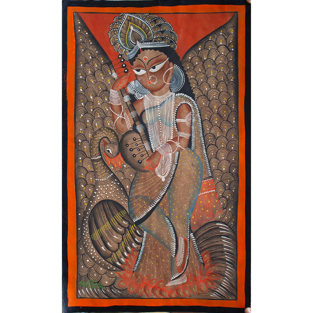 Bengal Pattachitra - Saraswati Maa