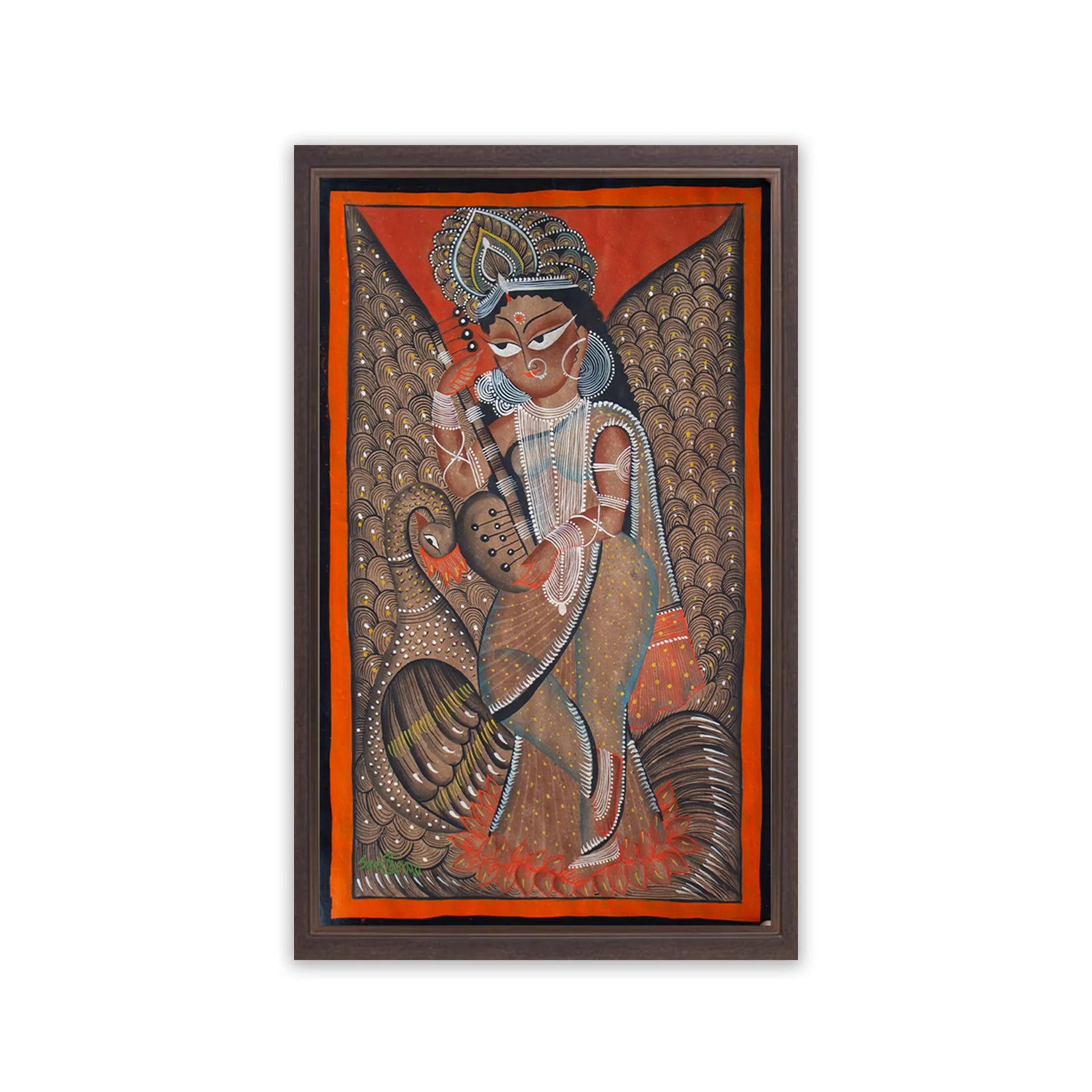 Bengal Pattachitra - Saraswati Maa