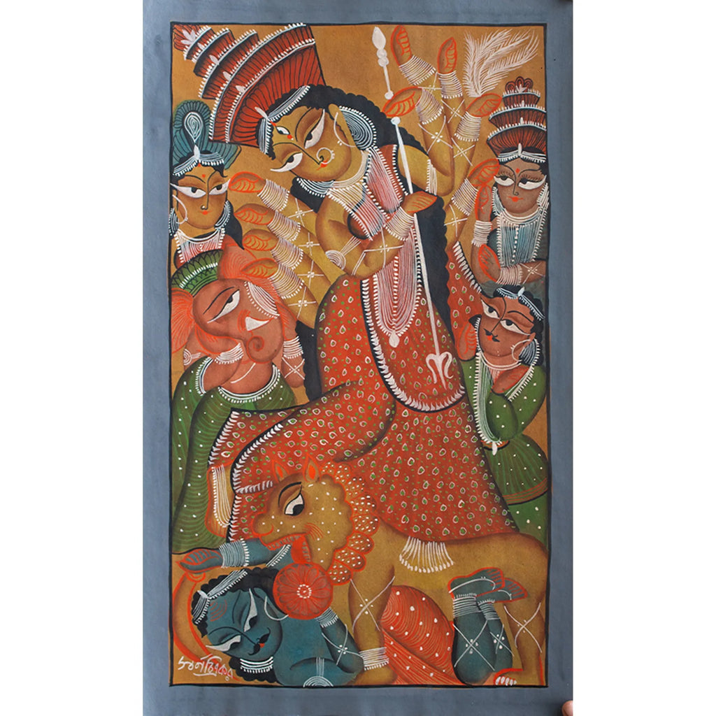 Bengal Pattachitra - Mahisasur Mardini