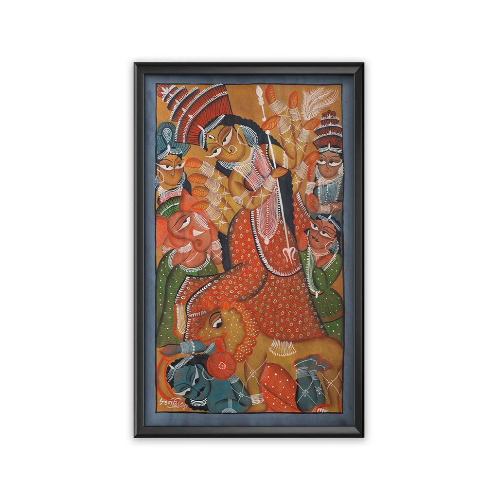 Bengal Pattachitra - Mahisasur Mardini