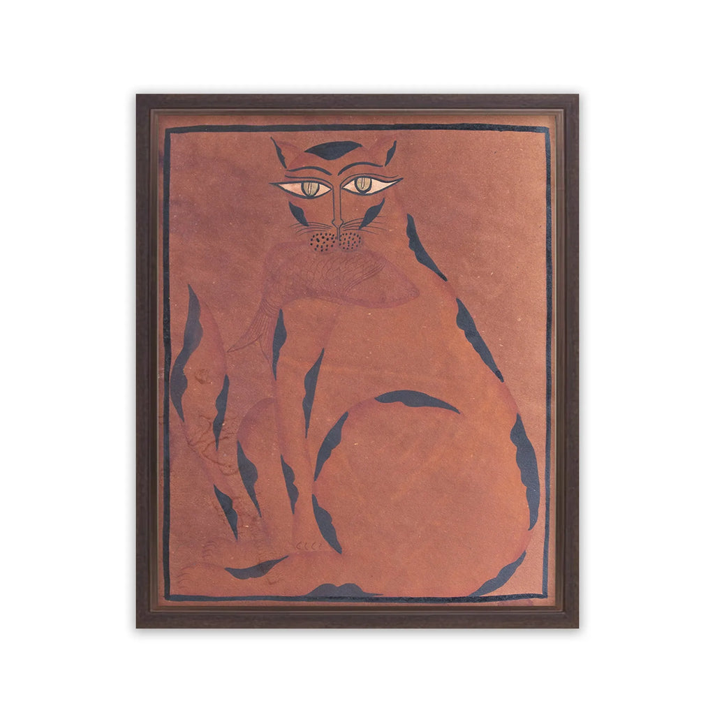 Bengal Pattachitra - Cat with fish