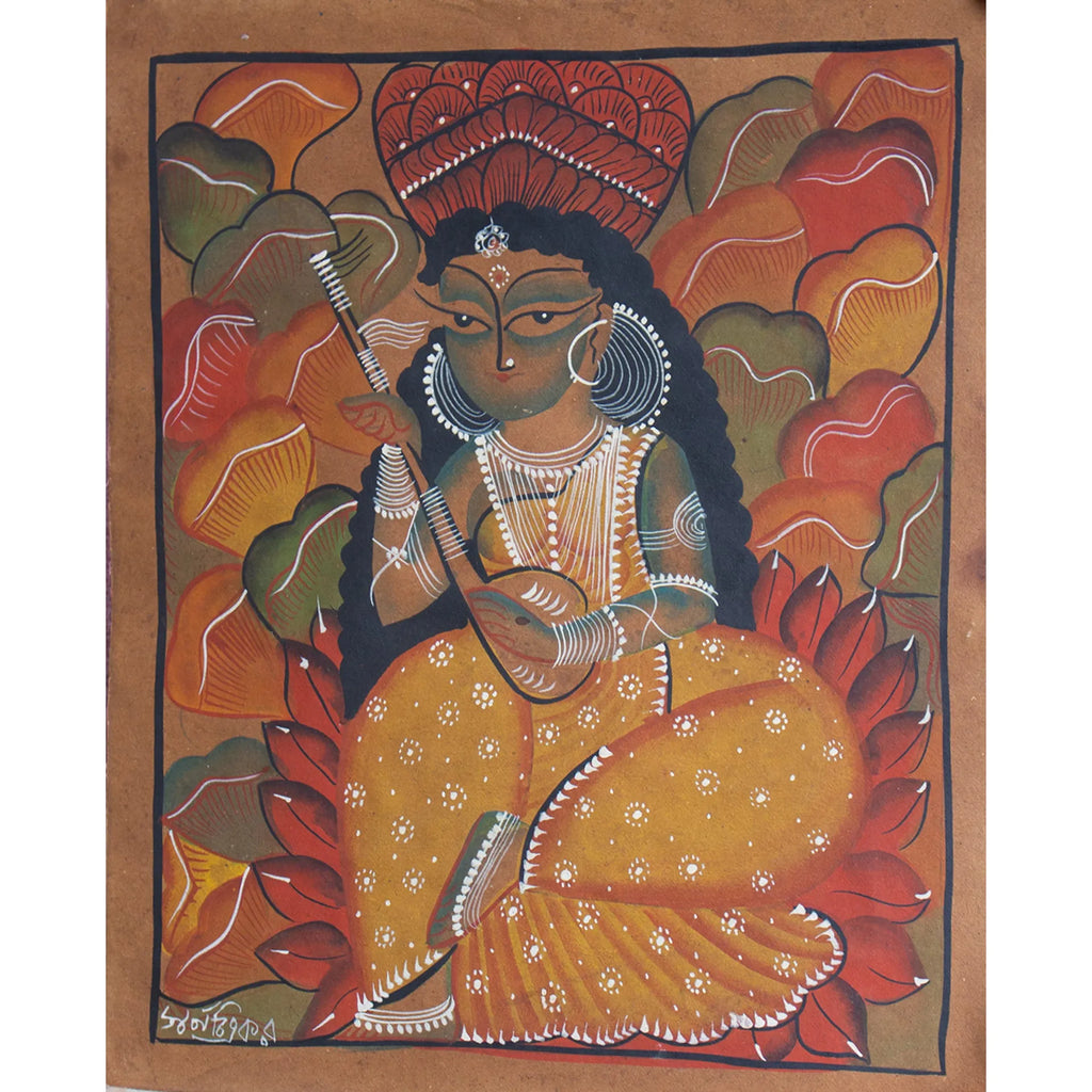 Bengal Pattachitra - Saraswati Maa