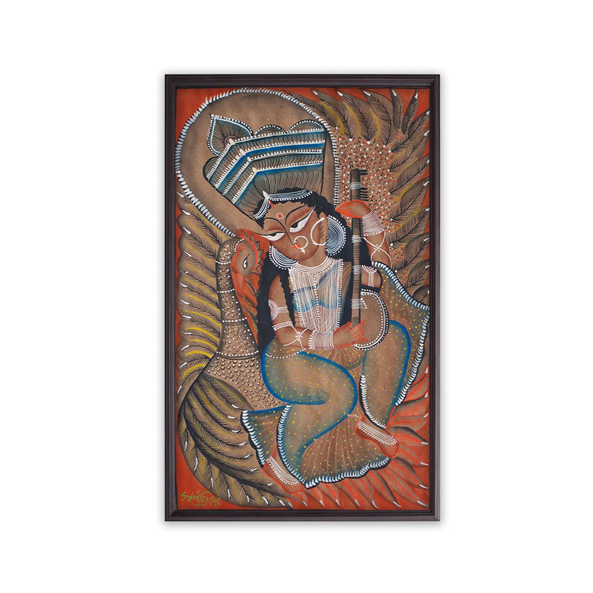 Bengal Pattachitra - Saraswati Maa