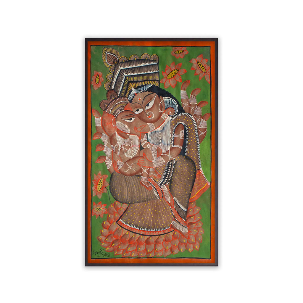 Bengal Pattachitra - Ganesh and Parvati