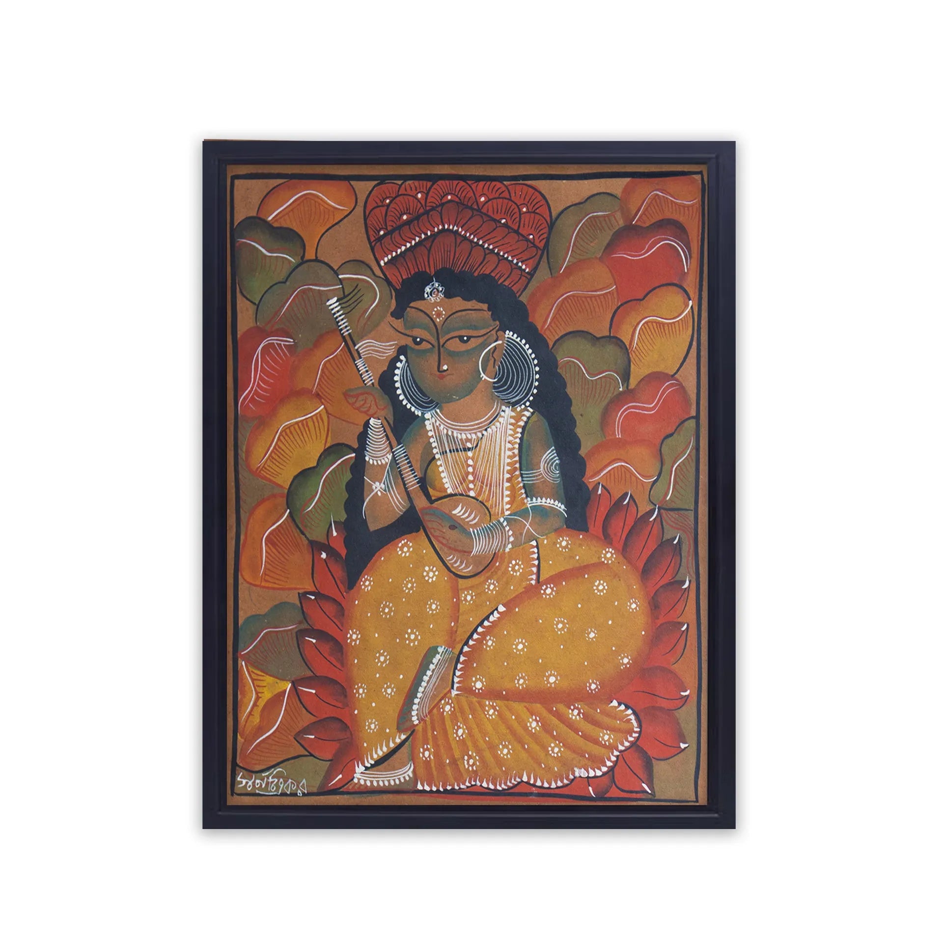 Bengal Pattachitra - Saraswati Maa