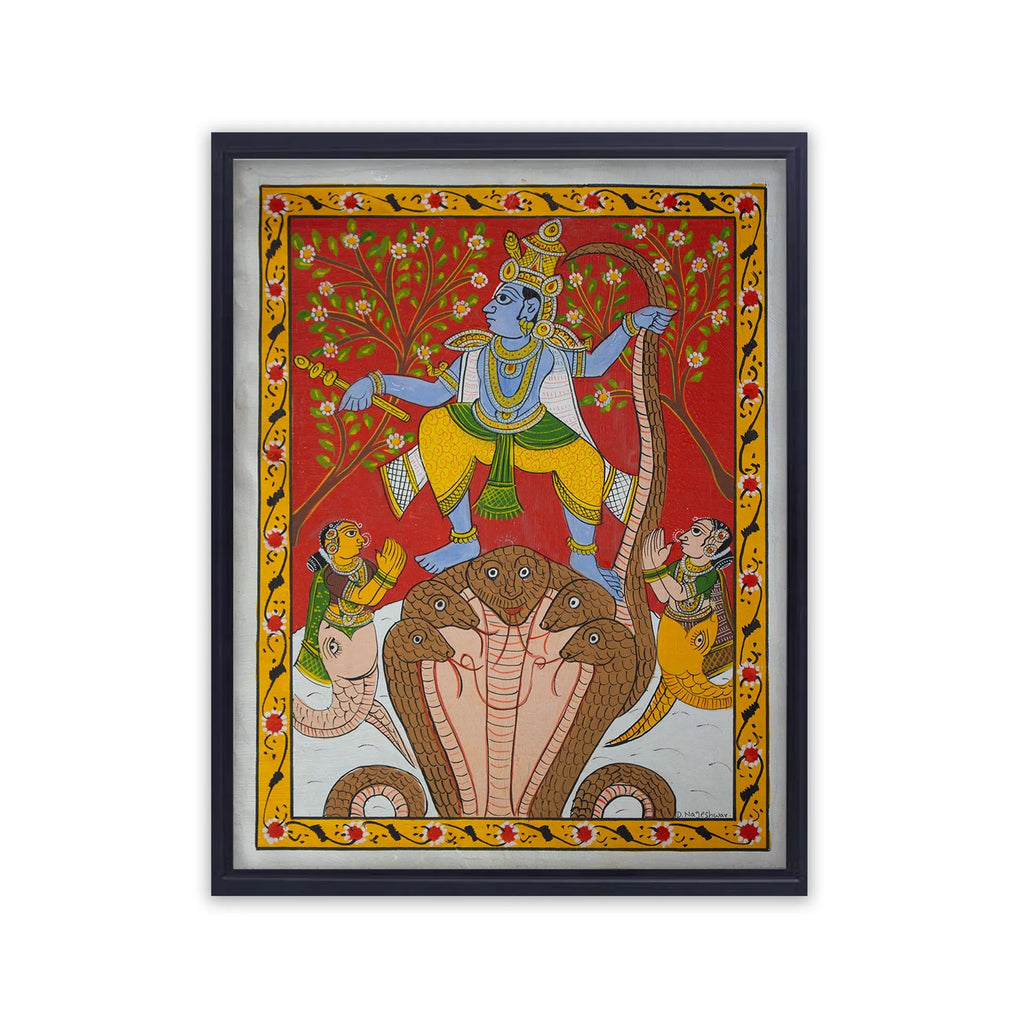 Cherial Painting - Shri Krishna Kaliya Vadh