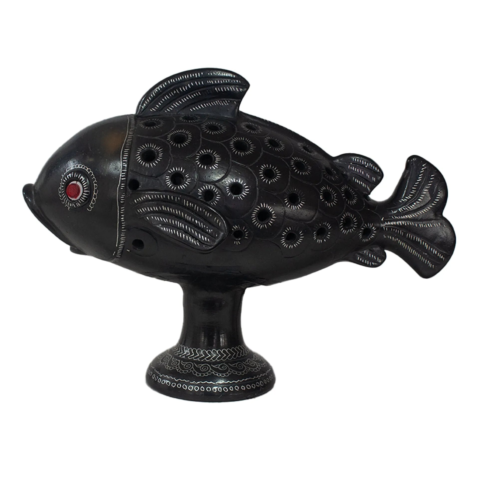 Black Pottery - Fish Lamp