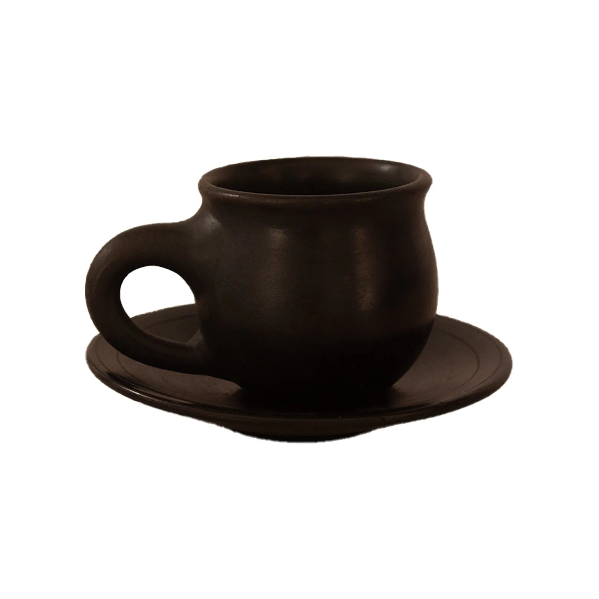 Black Pottery - Cup Saucer Set