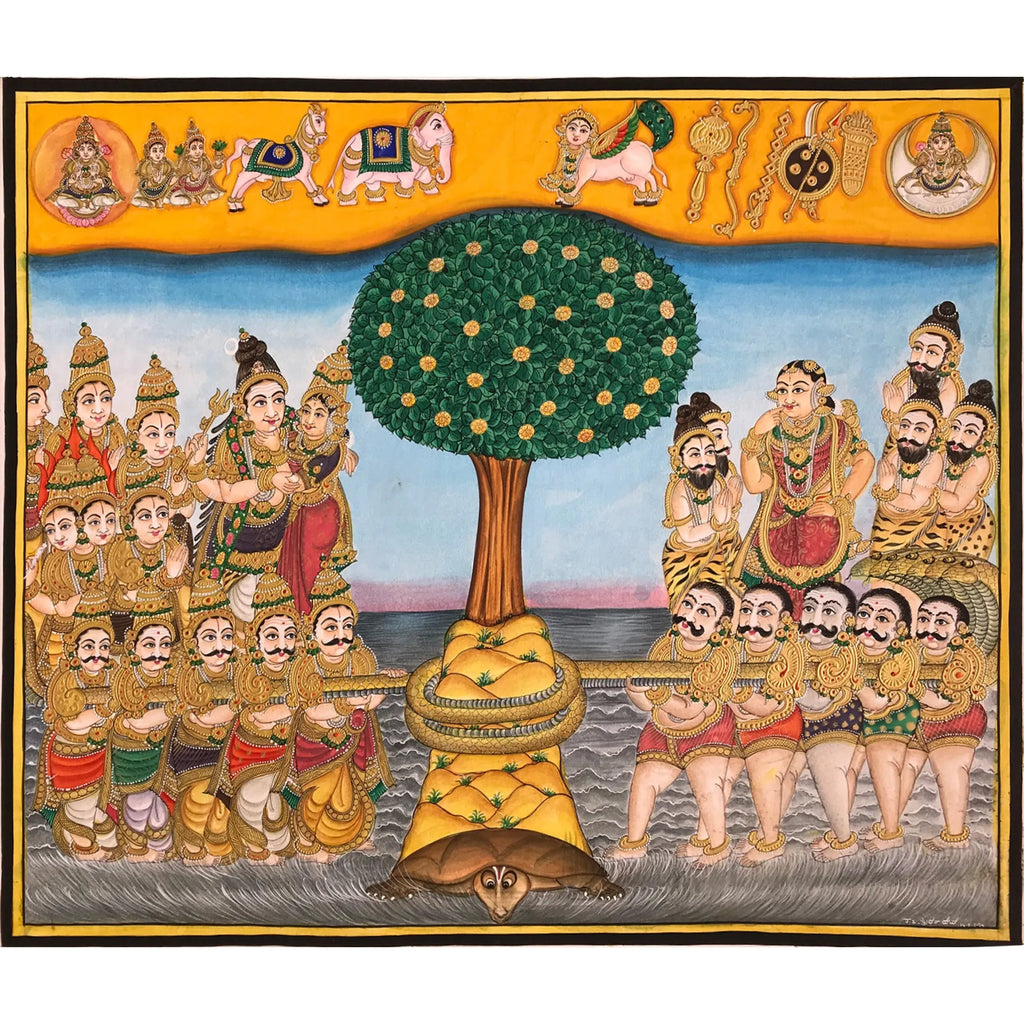 Mysore Painting - Samudra Manthan – Kalpvruksh