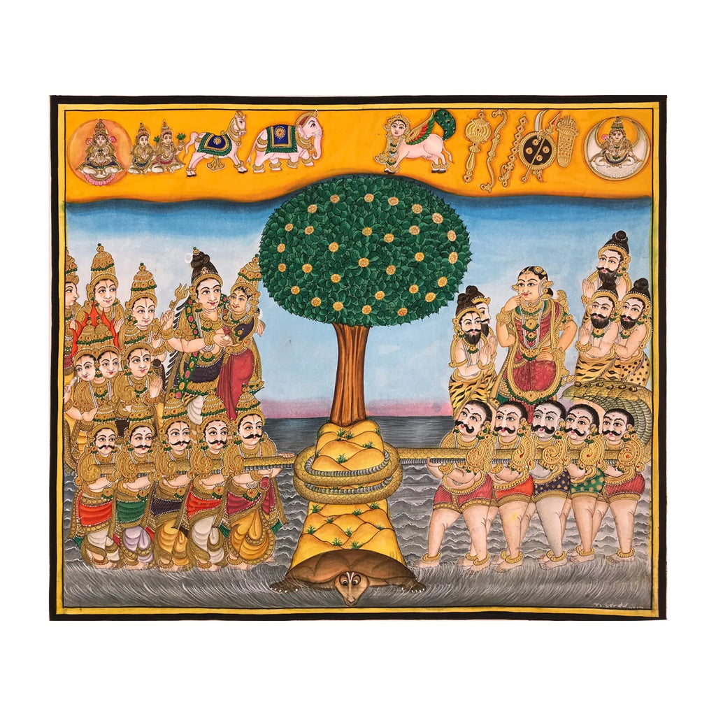 Mysore Painting - Samudra Manthan – Kalpvruksh