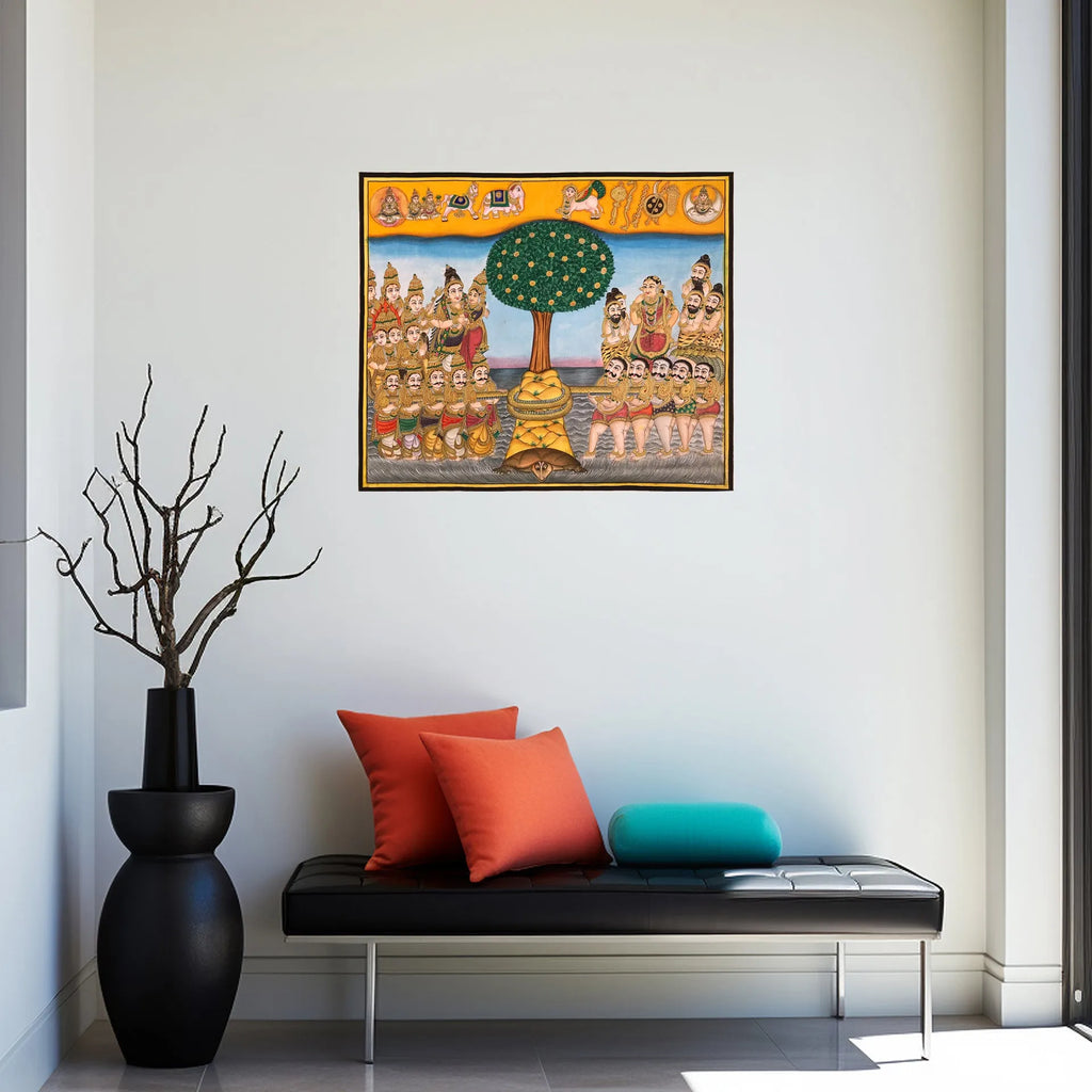 Mysore Painting - Samudra Manthan – Kalpvruksh