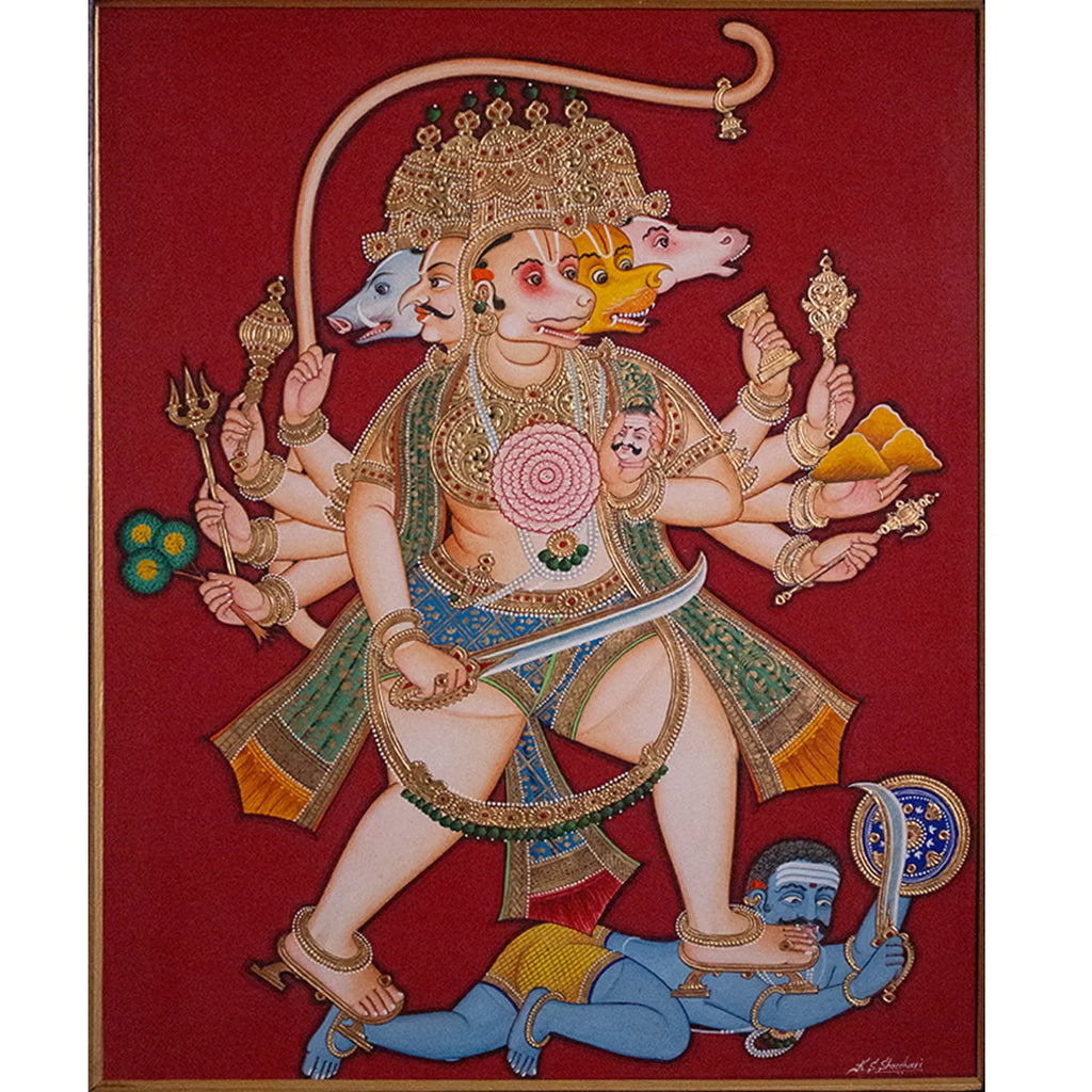 Mysore Painting - Panchmukhi Hanuman