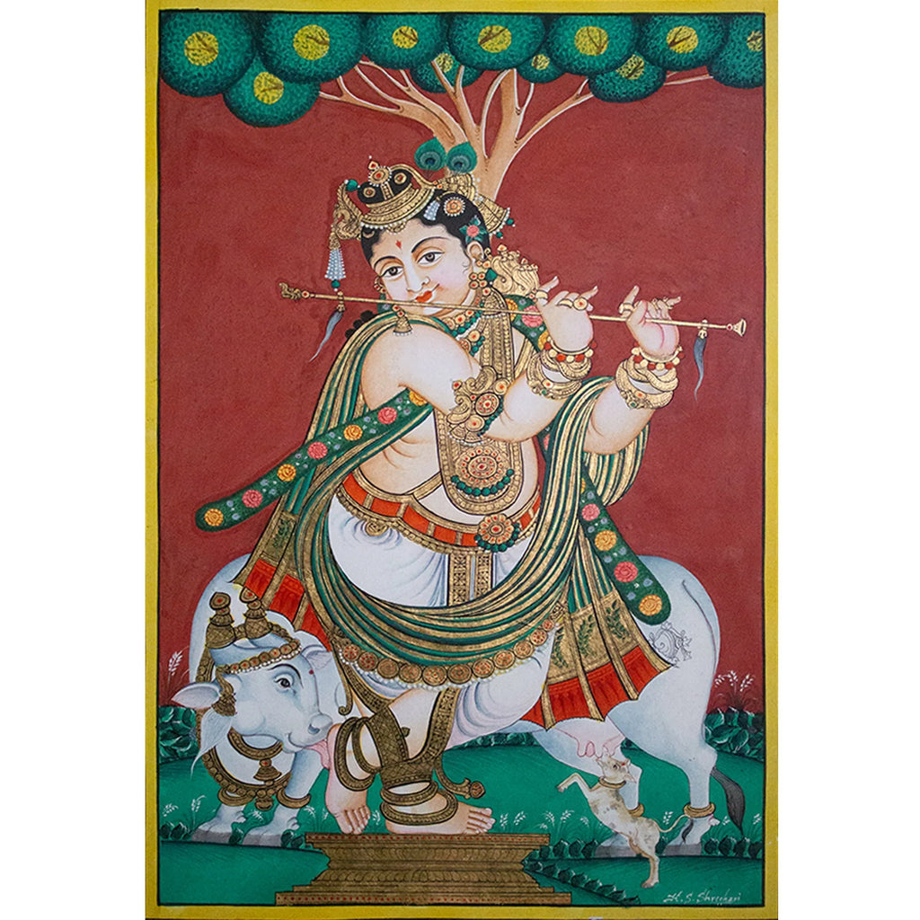 Mysore Painting - Shree Krishna on flat work