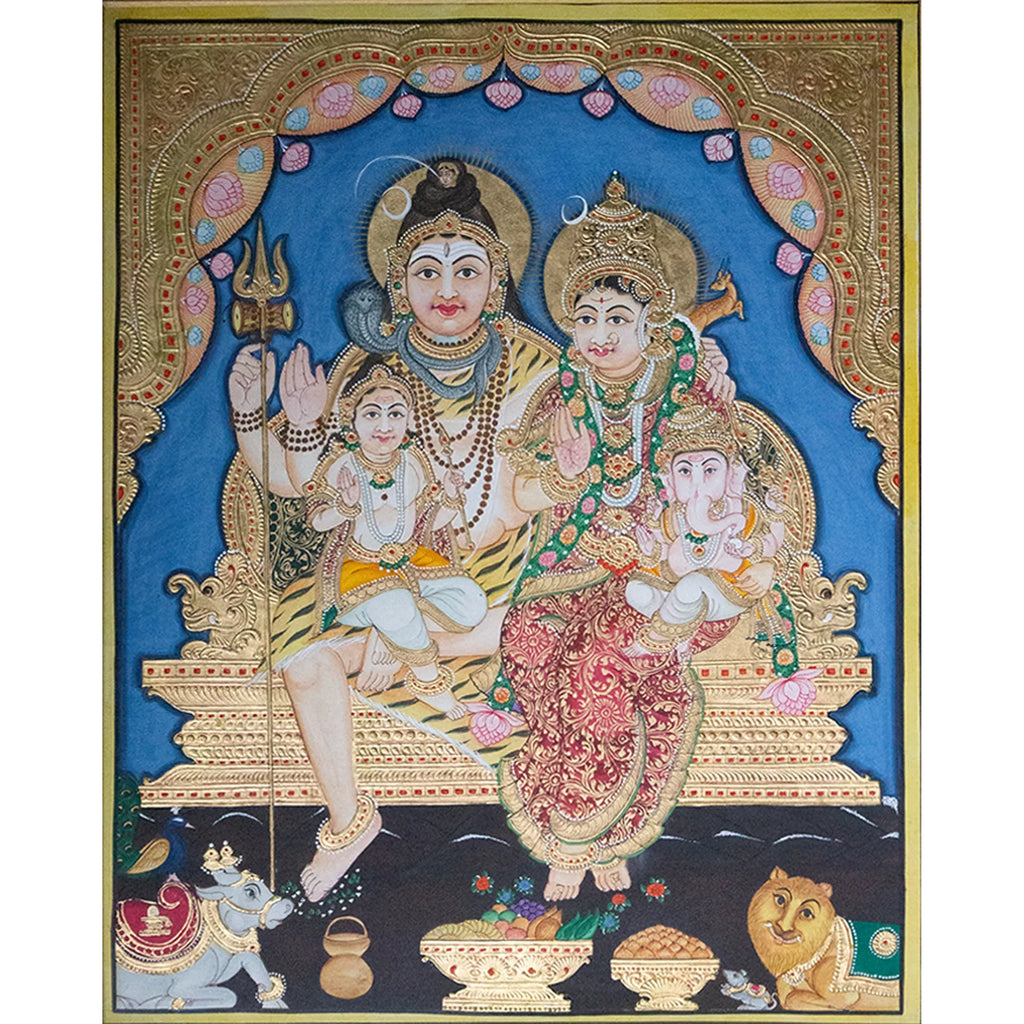 Mysore Painting - Shiv Family