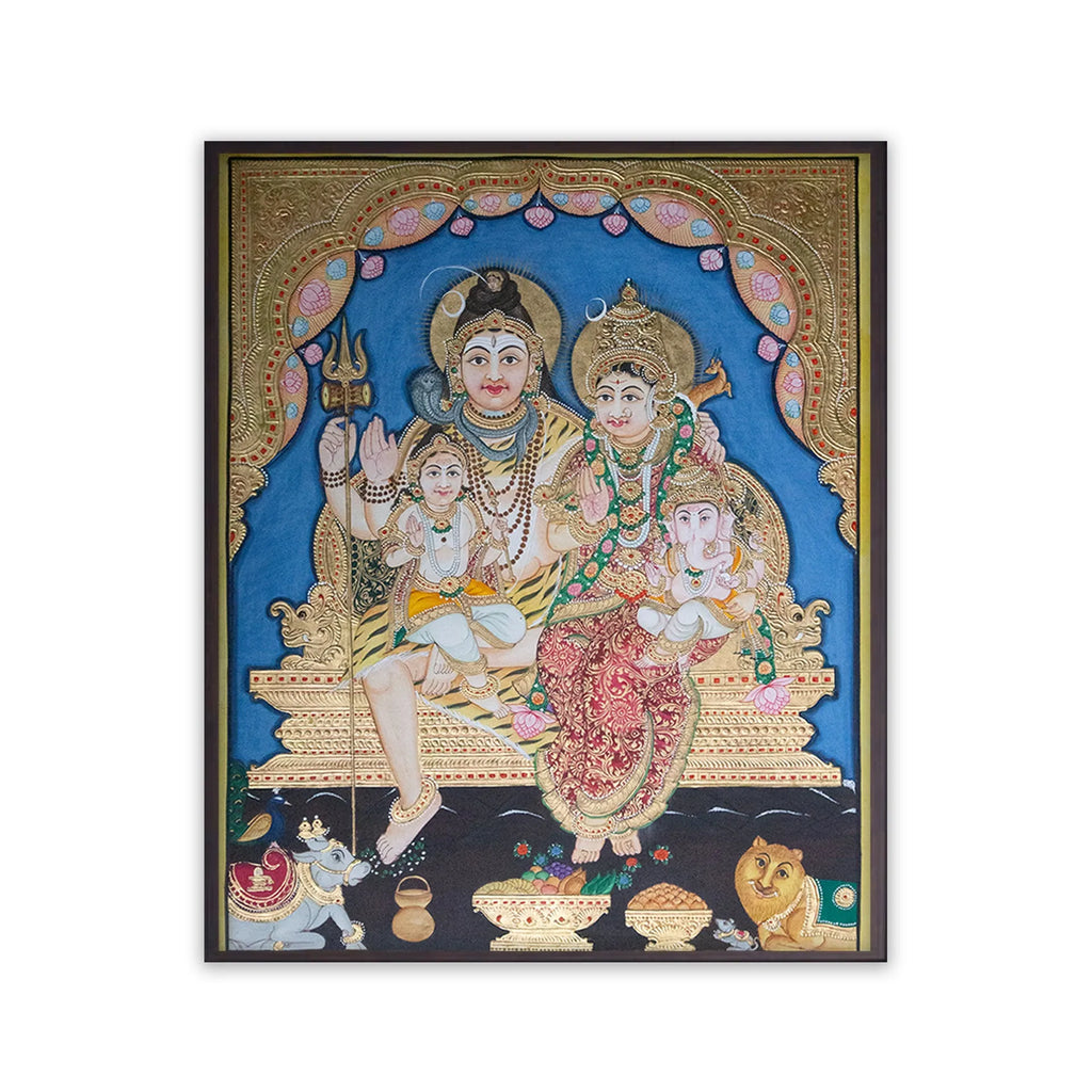 Mysore Painting - Shiv Family