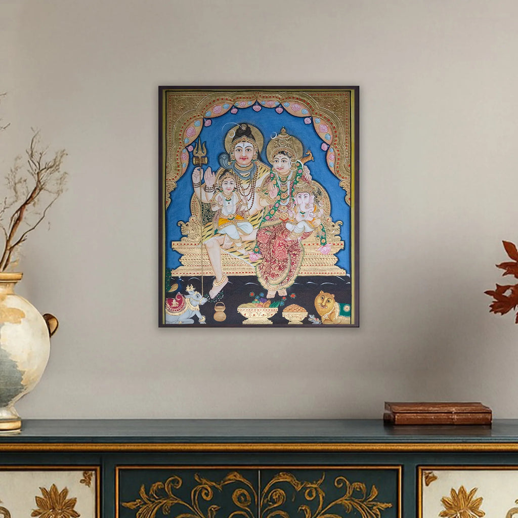 Mysore Painting - Shiv Family